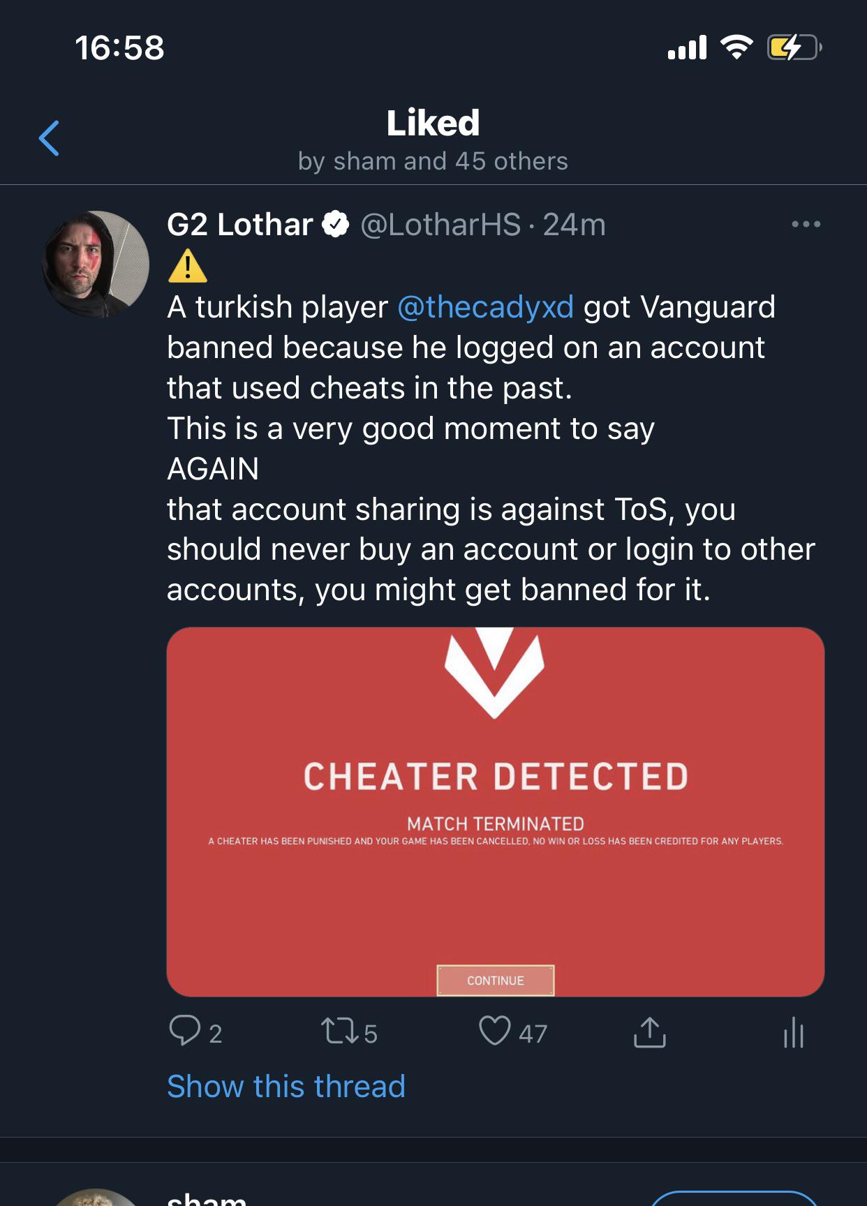 Proplayer getting banned because of using an account that cheated in