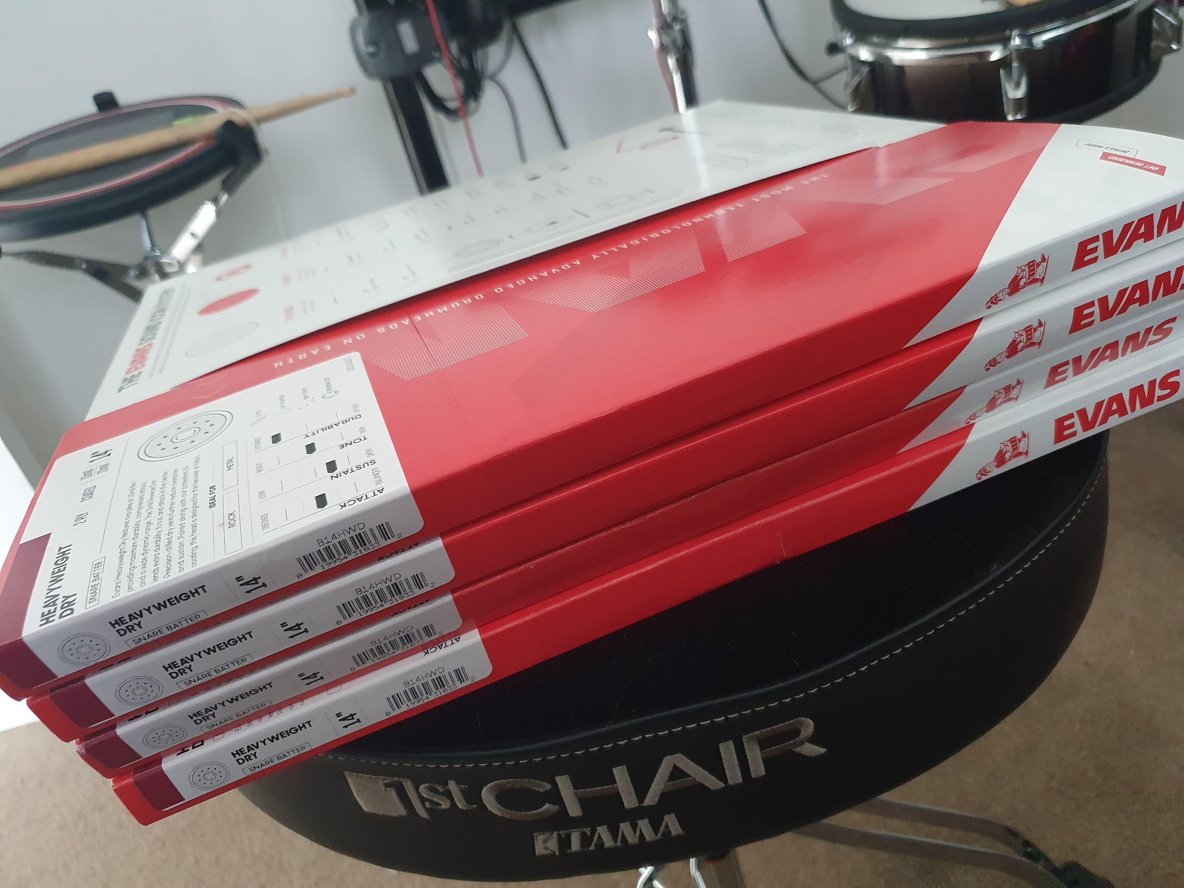 Is it wrong to be so excited about new drumheads?! These just arrived and I'm super stoked to