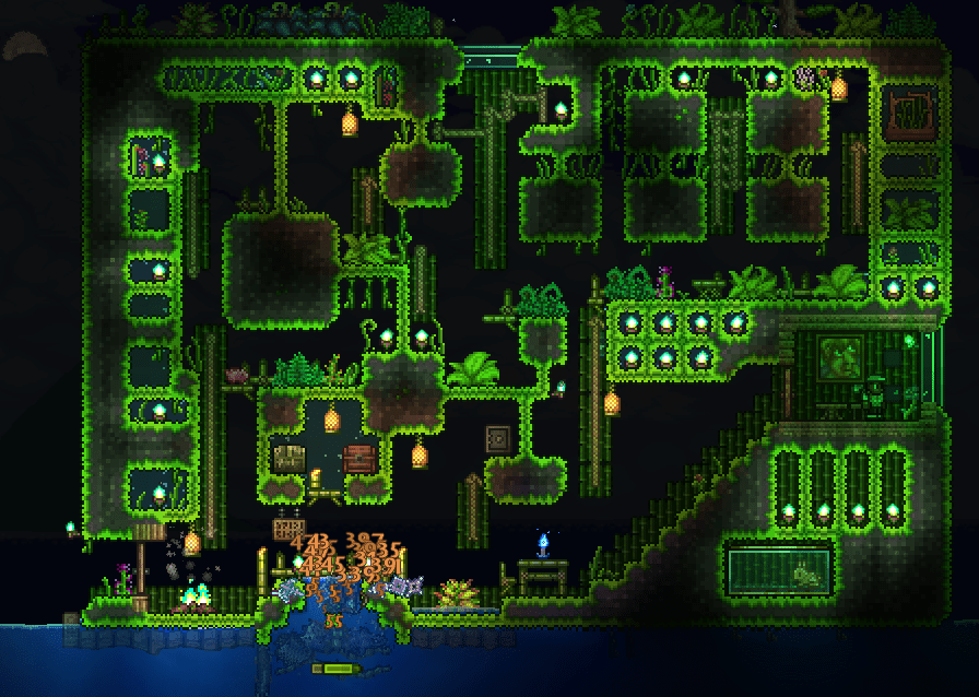Ocean Jungle farm. (Future semichlorophyte farm) r/Terraria