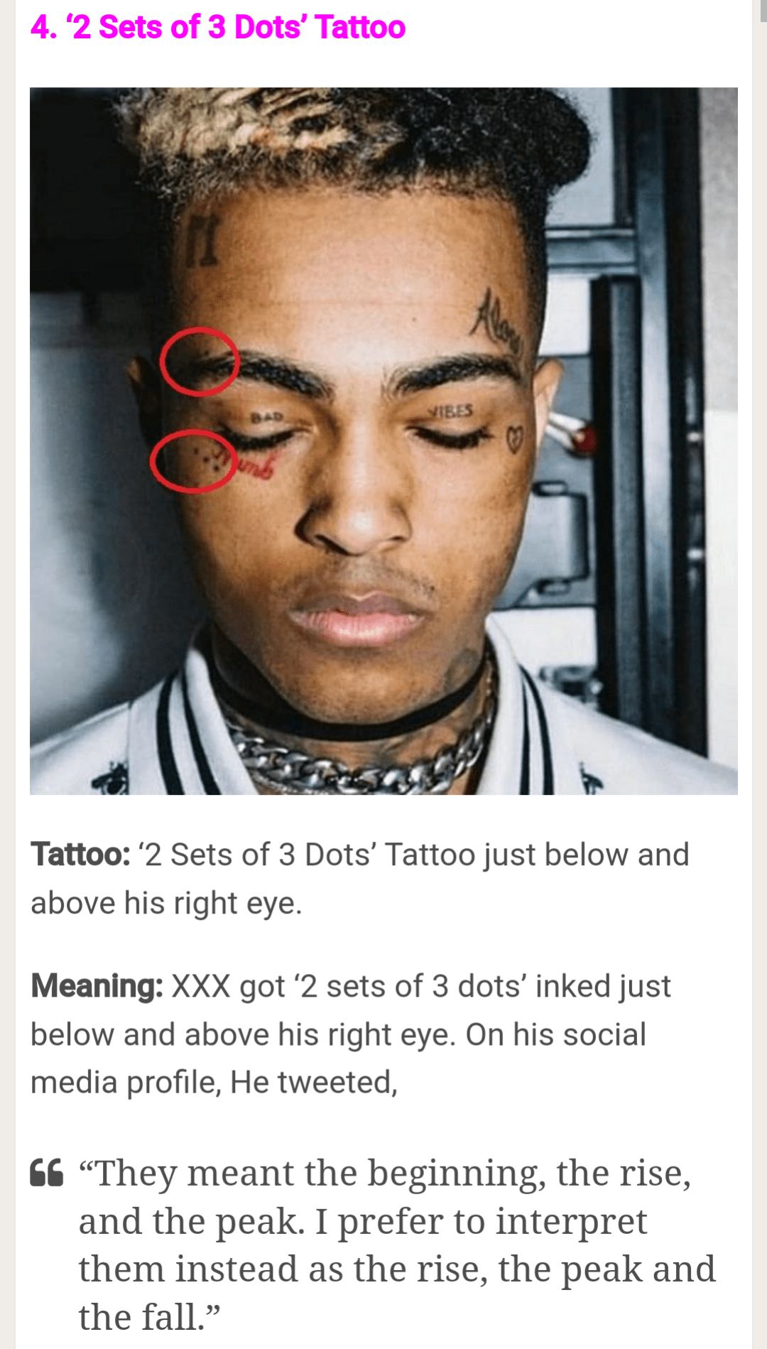 This tattoo of X stands out to me the most. It has a very deep meaning