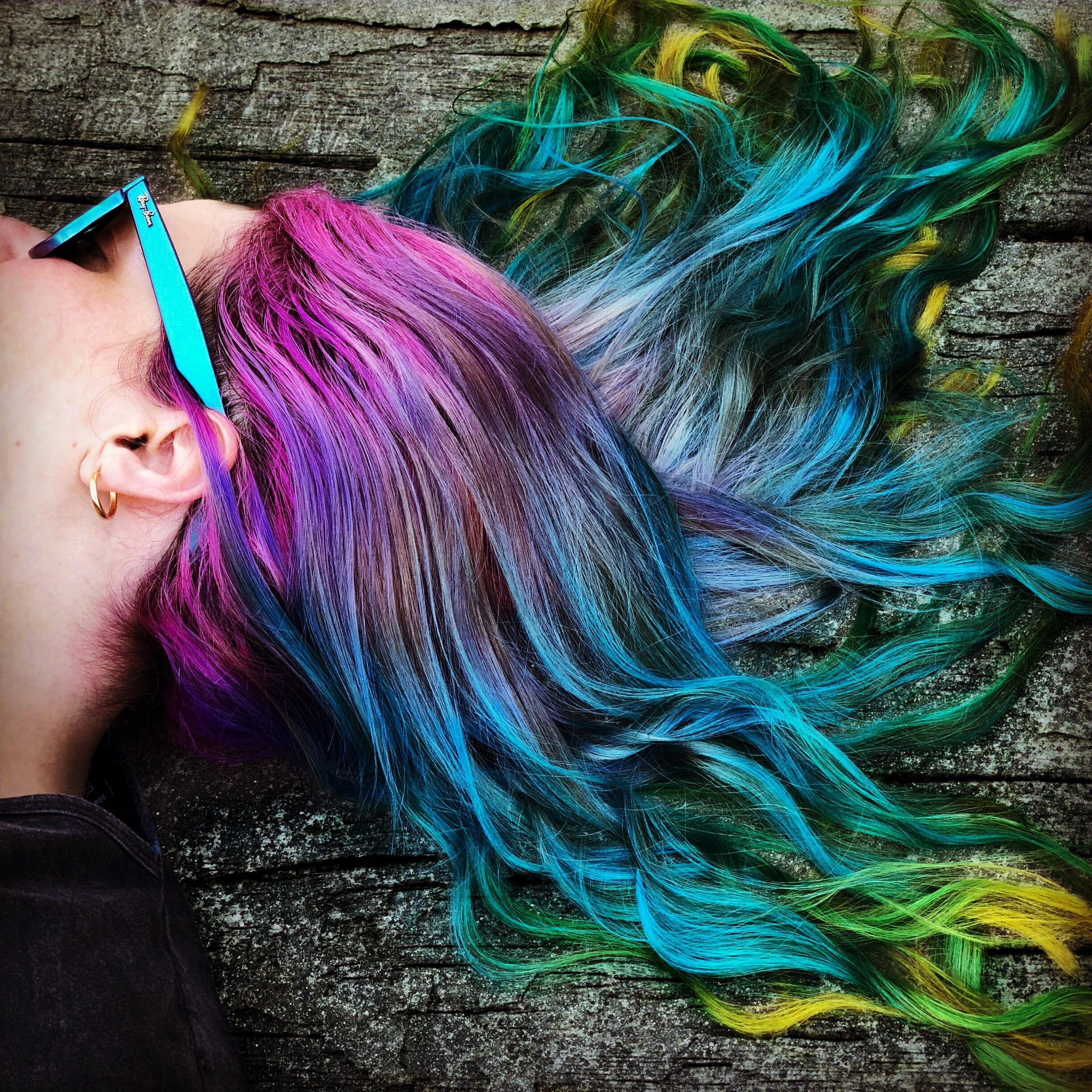 Got new hair color for the new year! 💖💜💙💚💛 Hair