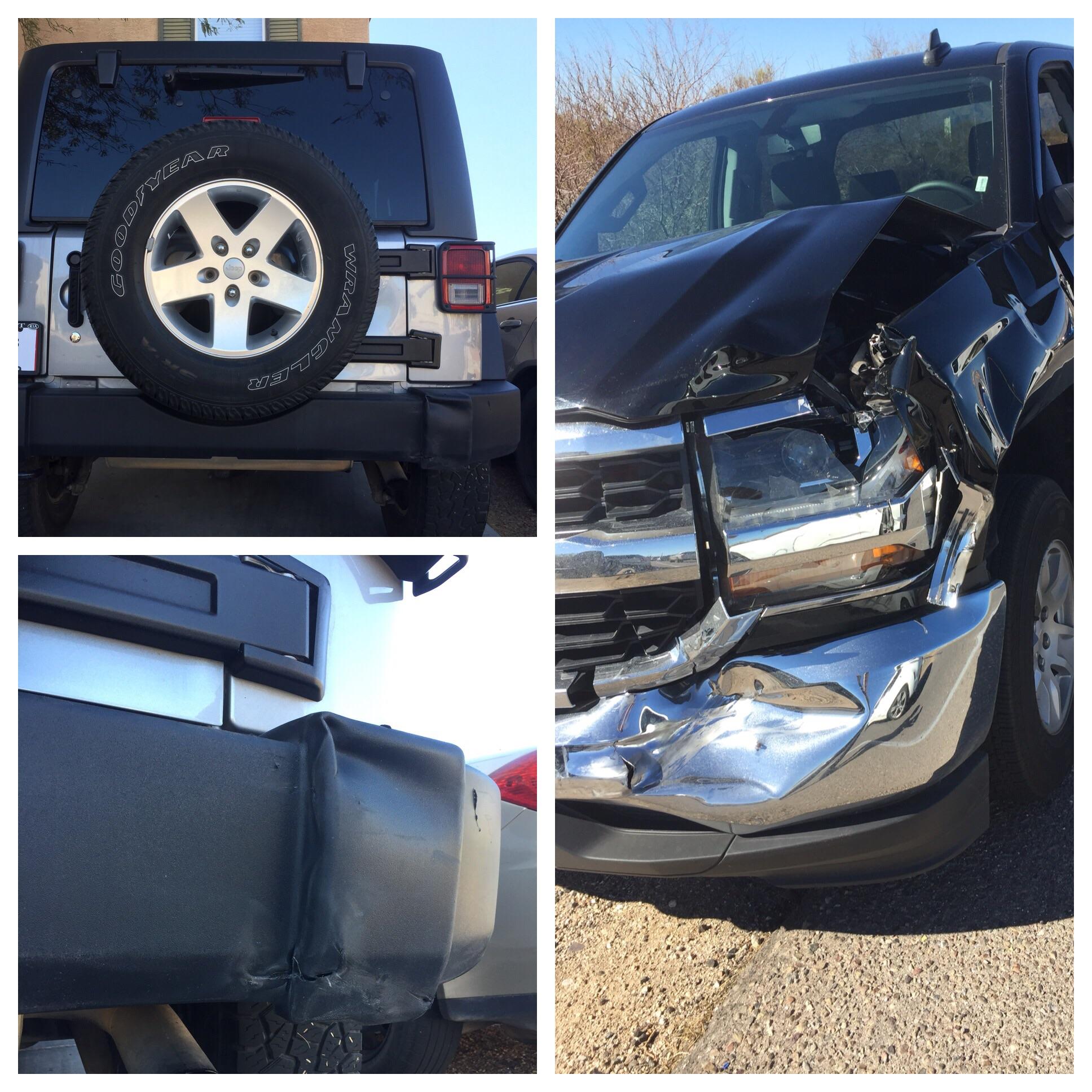 Just got a new Jeep and within 1 hour got rear ended by a silverado