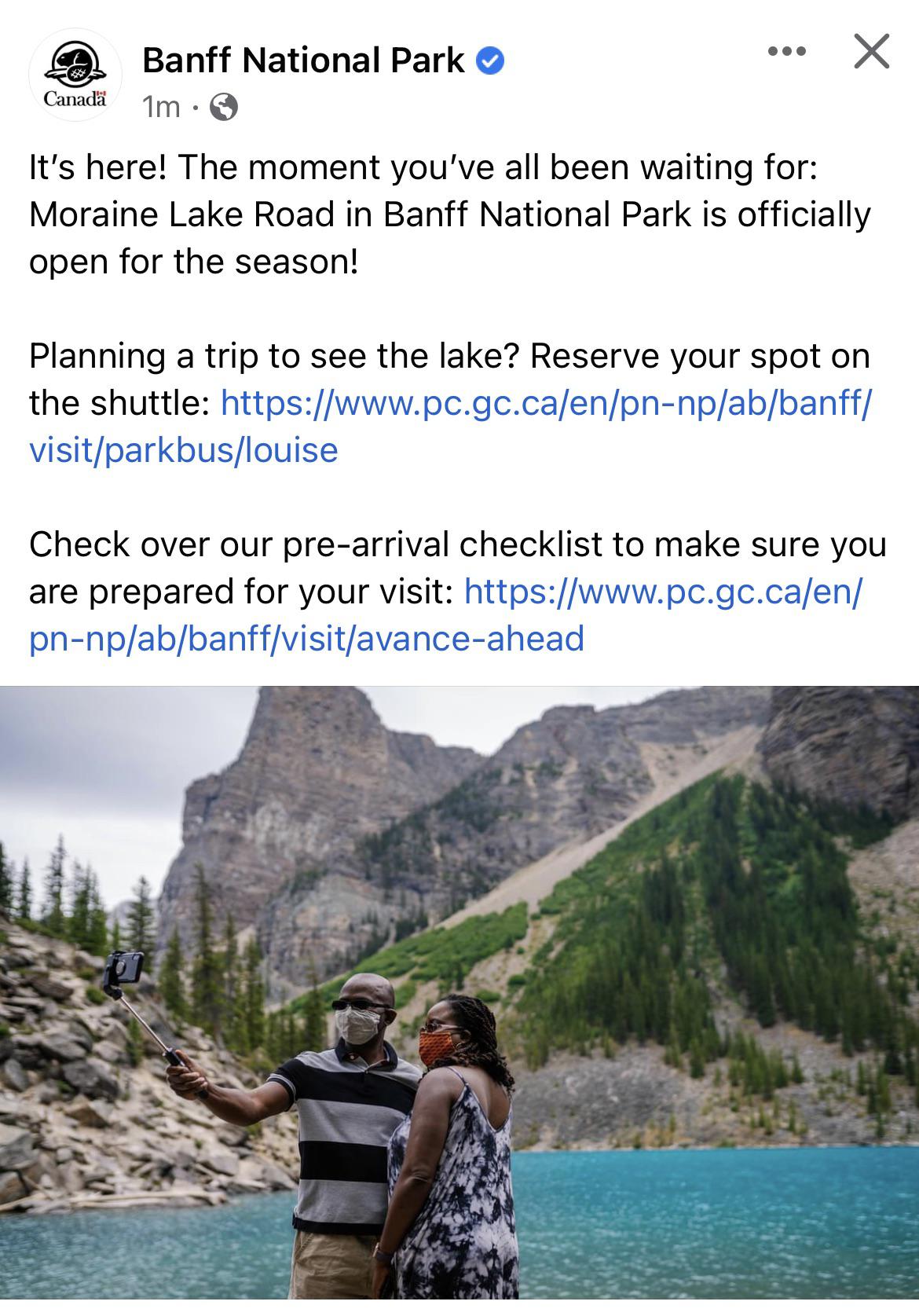 The Moraine Lake Road is now open r/Banff