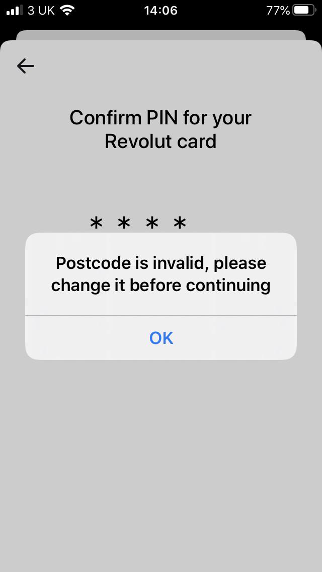 Trying to confirm pin to order a new card and keep getting this error