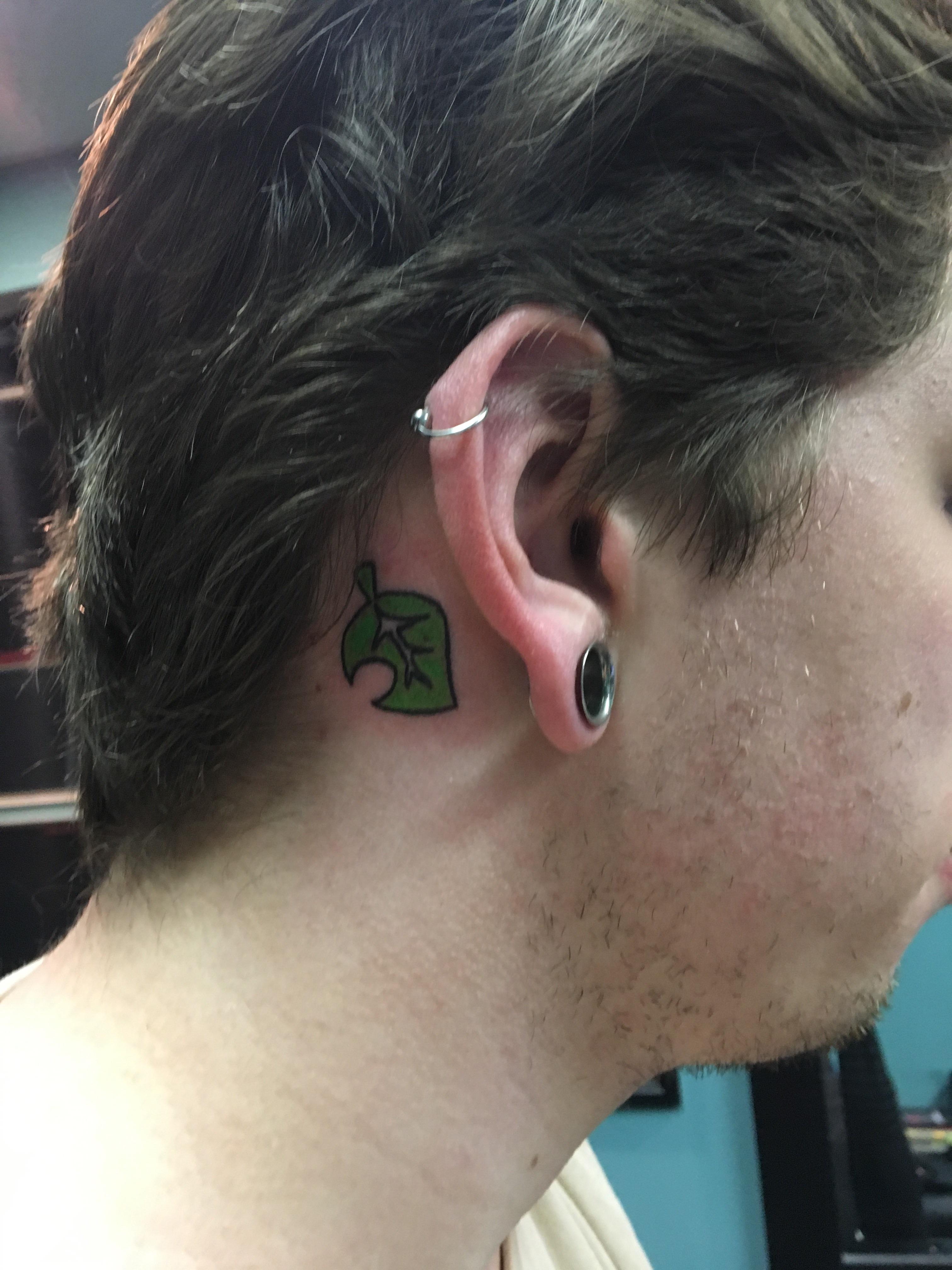Got a Animal Crossing Leaf Tattoo behind my ear, what you guys think