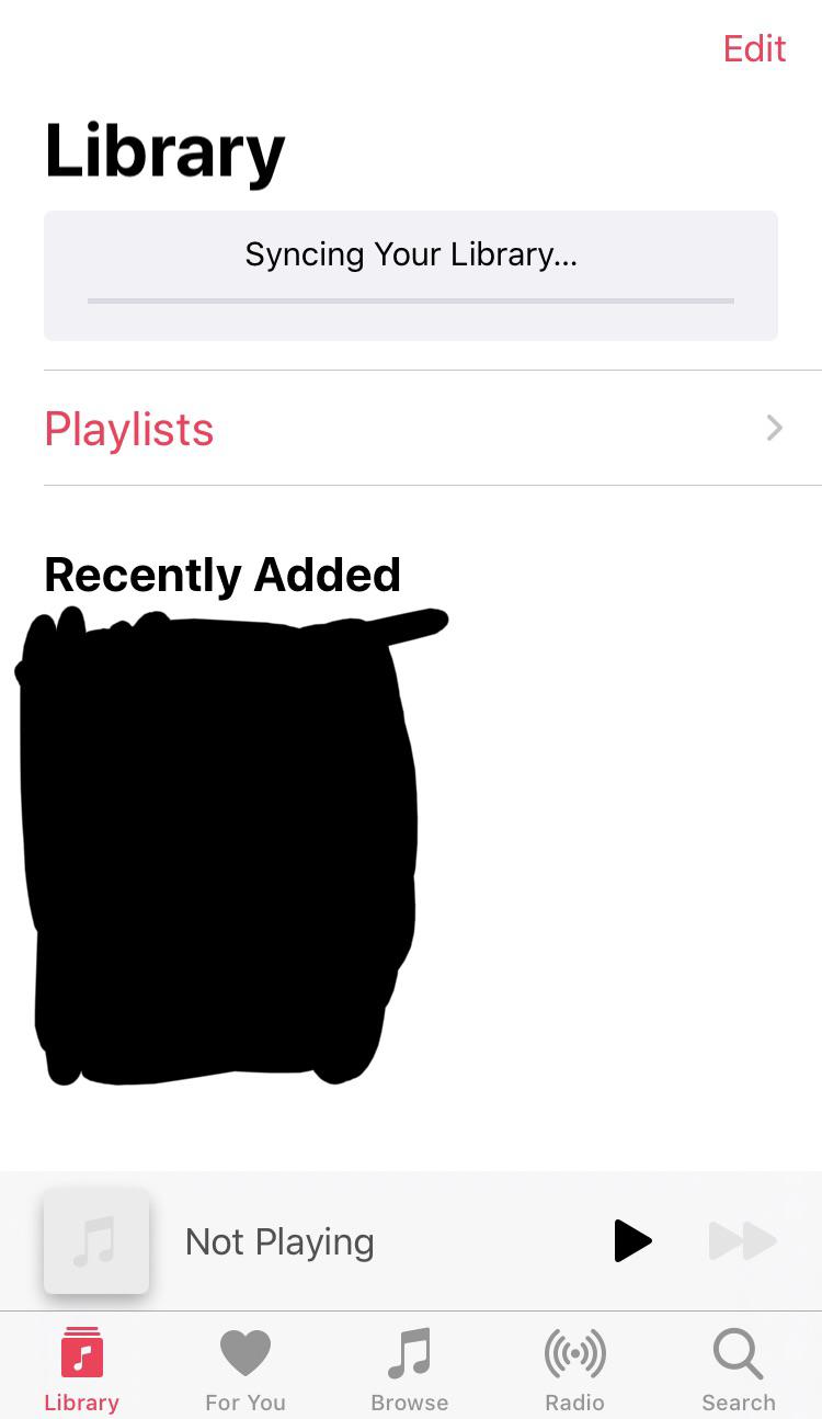 Not syncing my library r/AppleMusic