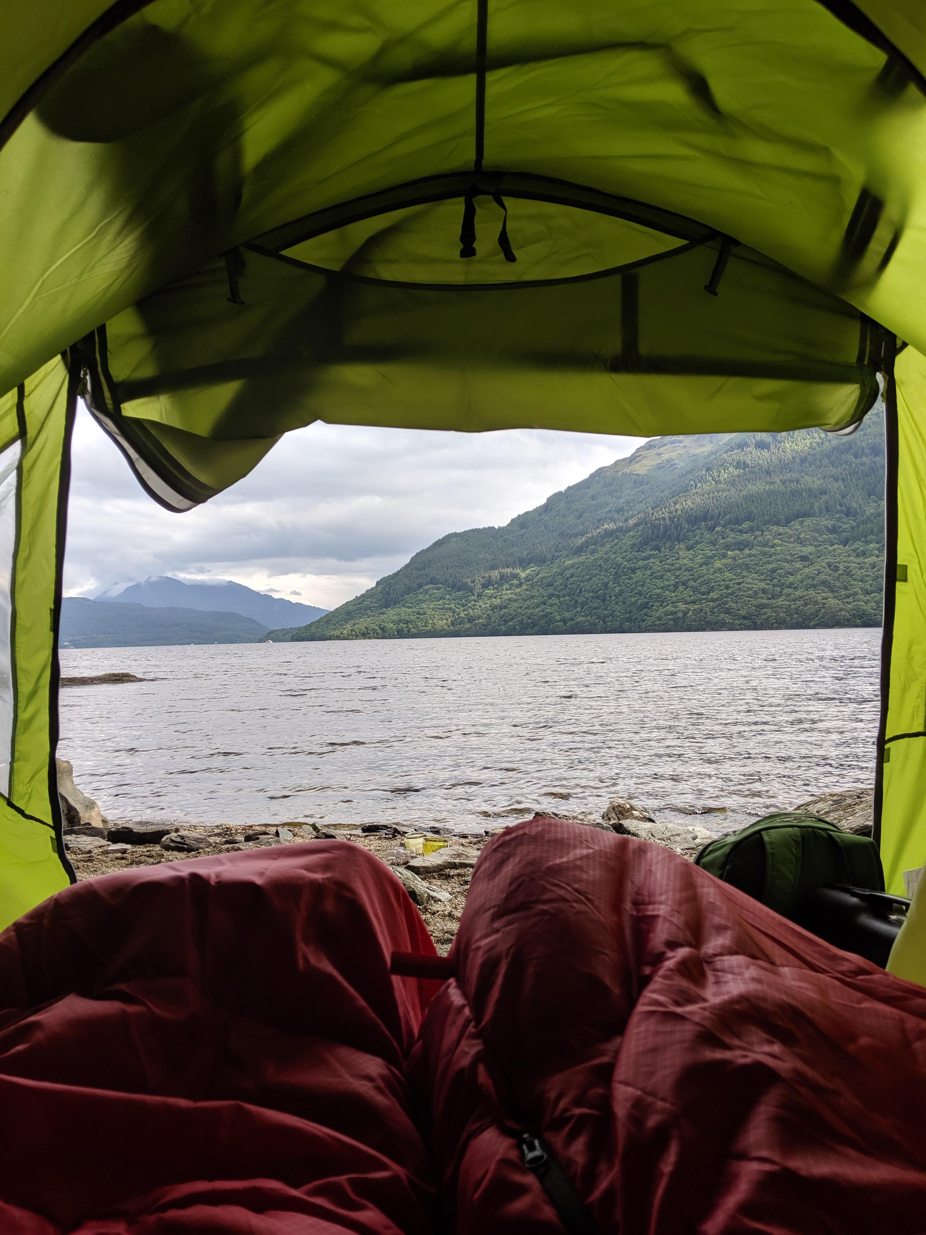 Wild camping on Loch Lomond, Scotland camping
