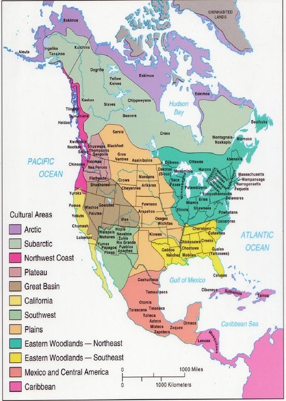 First Nations' Tribal Affiliations and Cultural Regions in the Americas