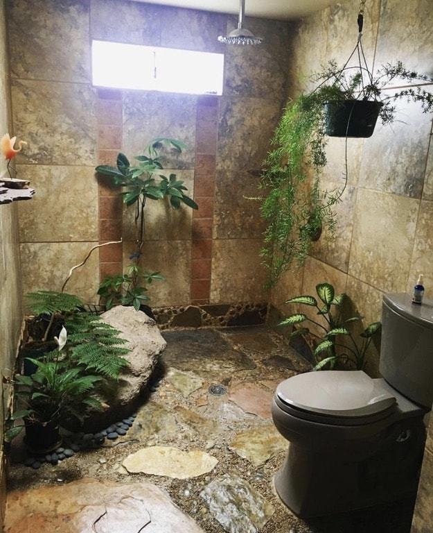 This nature styled bathroom r/pics