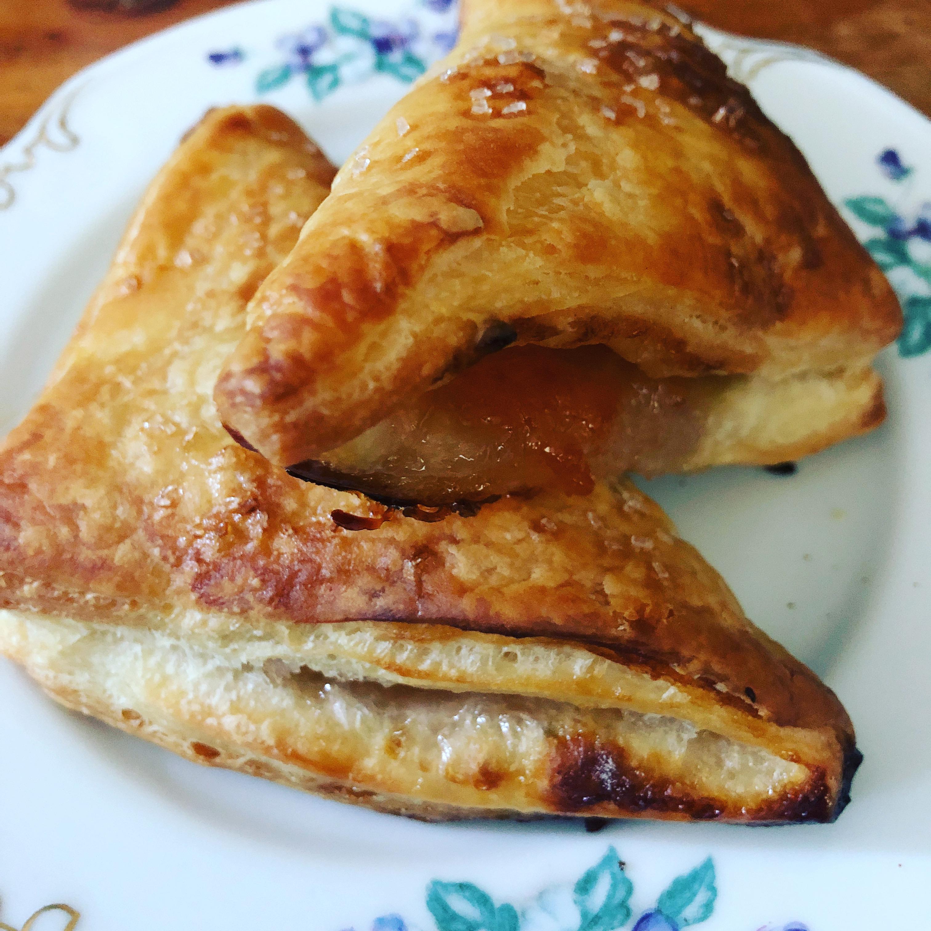 Peach turnovers (homemade puff pastry with homemade peach jam).