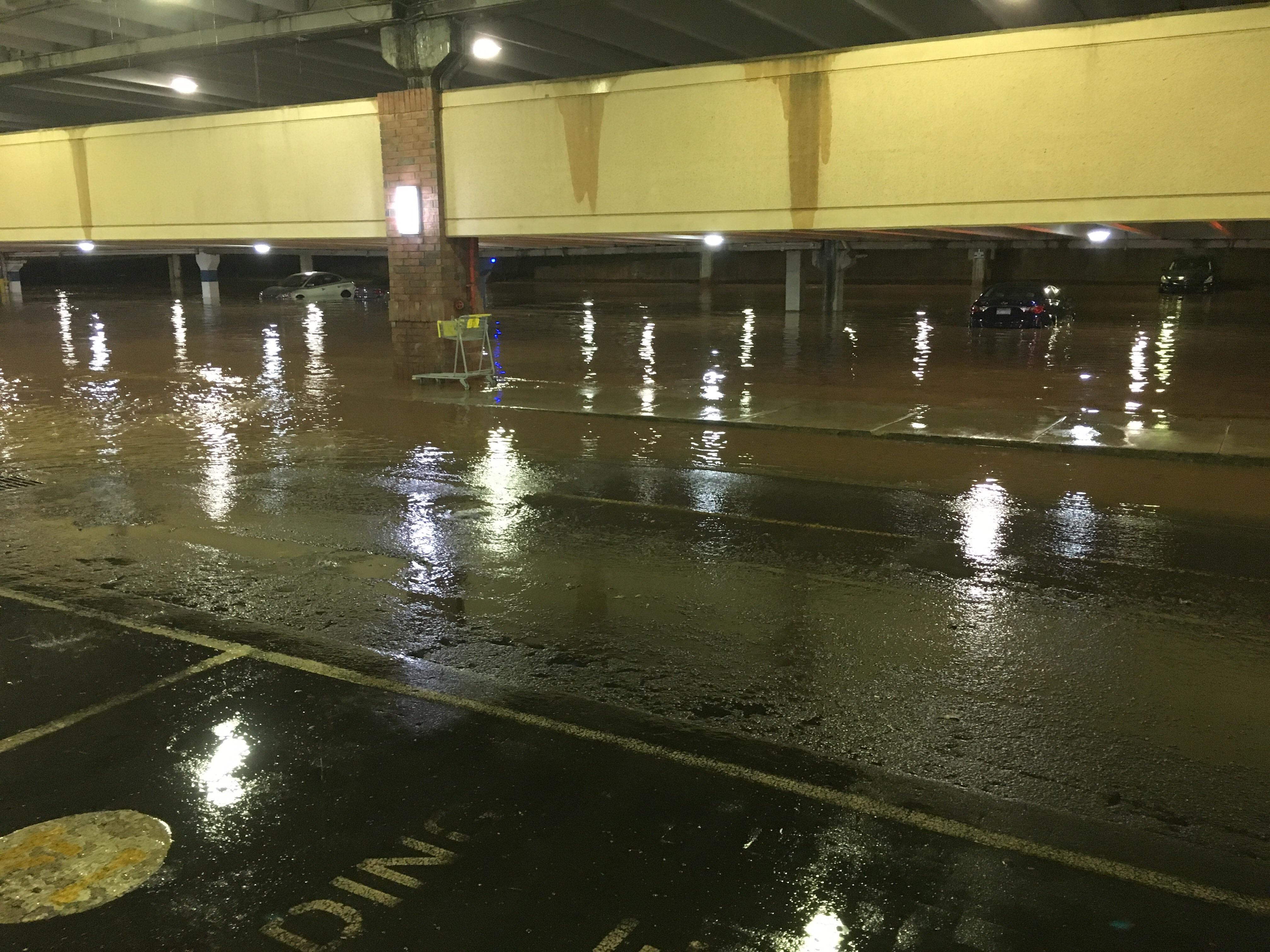 The parking deck at Crabtree valley mall last night. They had 5 tow