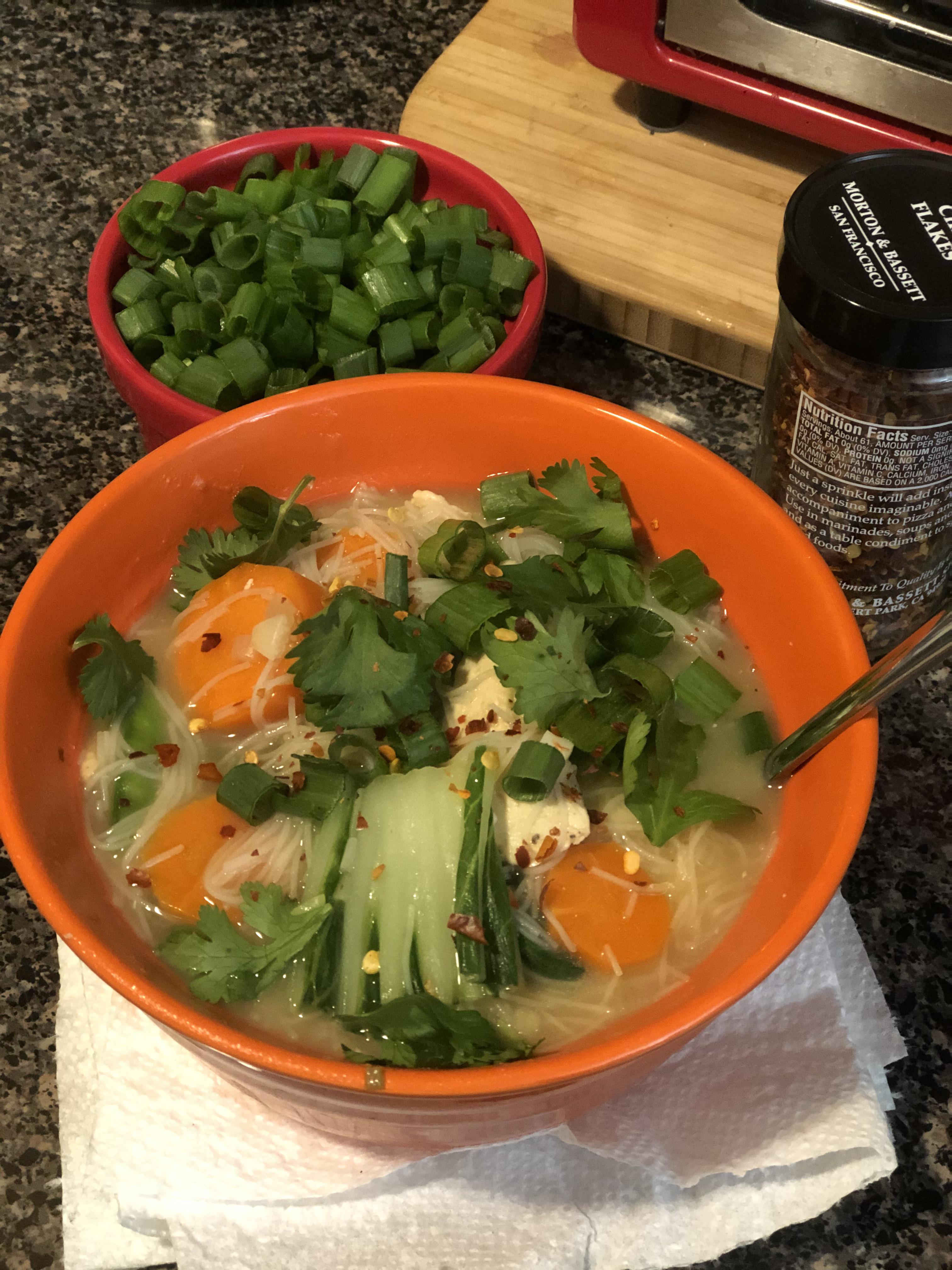 [Homemade] Ginger Garlic Noodle Soup with Chicken. r/food