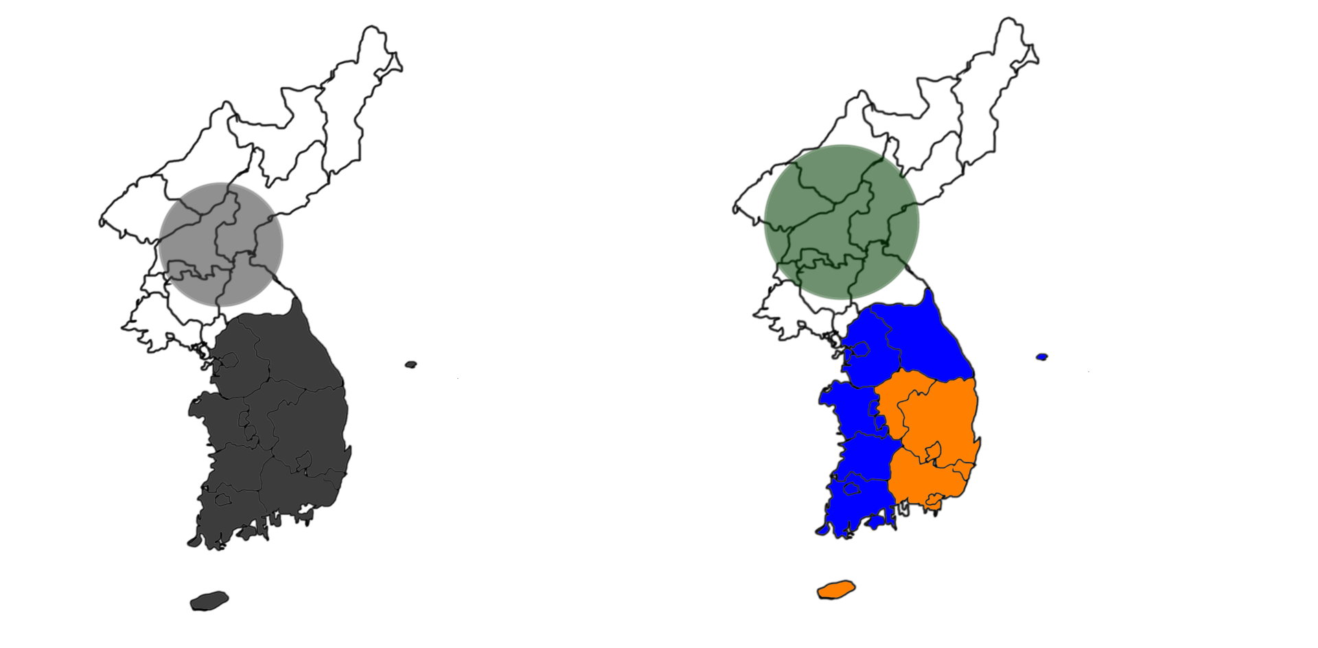 Map of first and second religious group in Korea, by South Korean