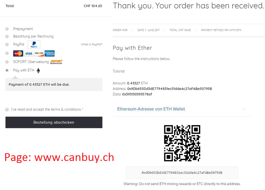 First in Switzerland accepts now ETH as payment method! r