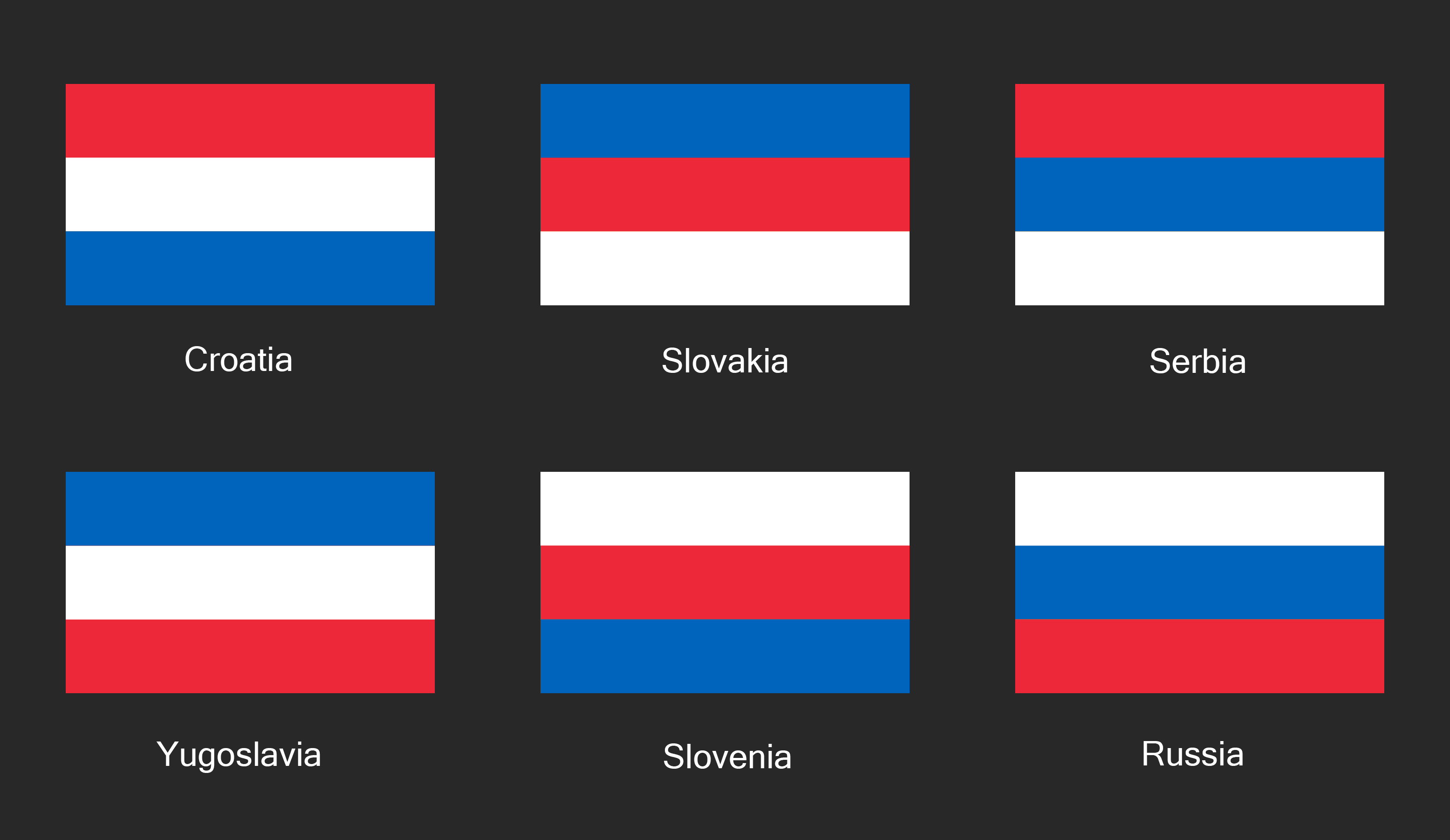 Redesigned simplistic flags of Slovakia and Slovenia that complete all