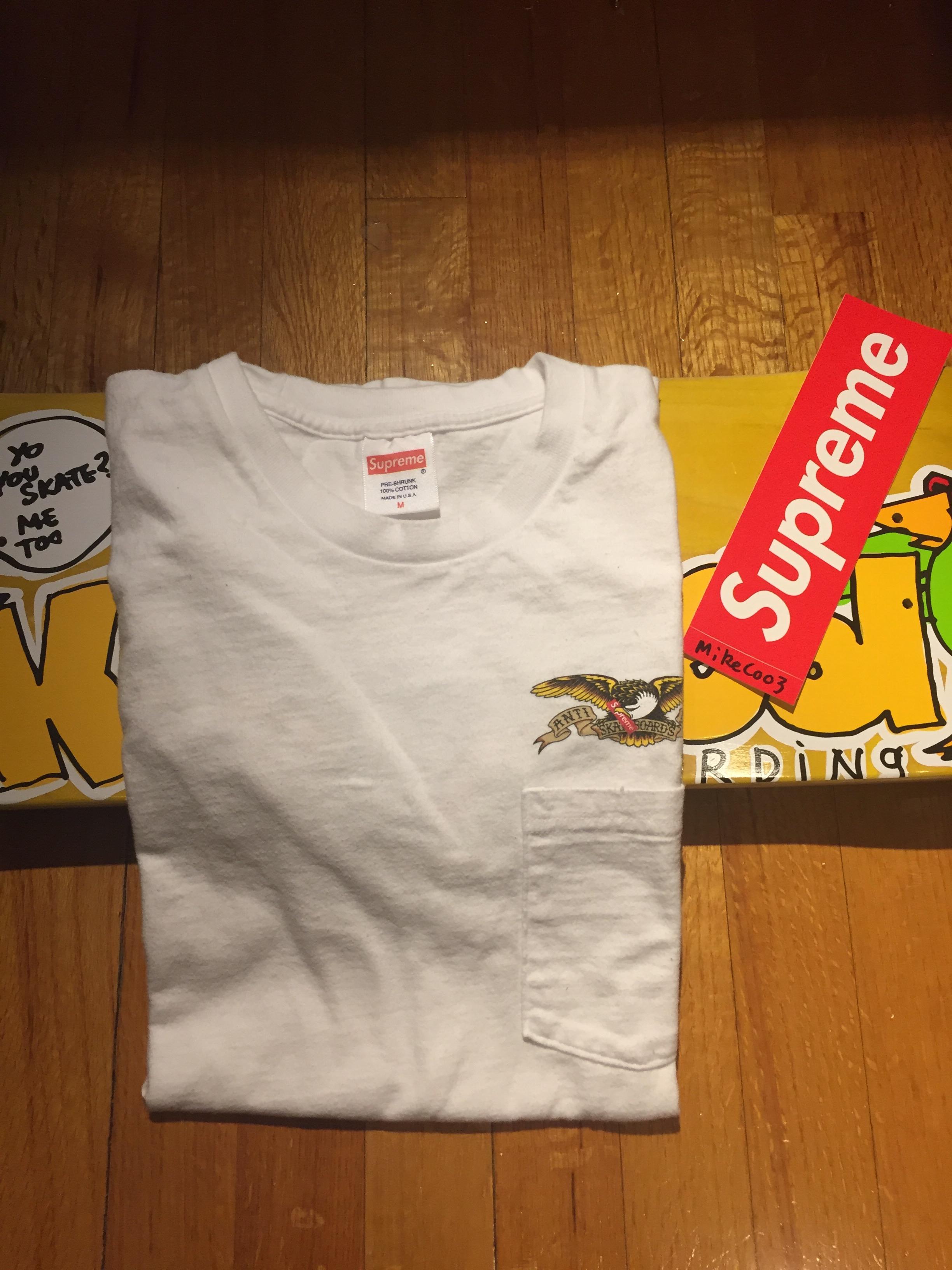 WTT Supreme x Antihero Pocket tee (white, M) for LARGE Supreme shirts