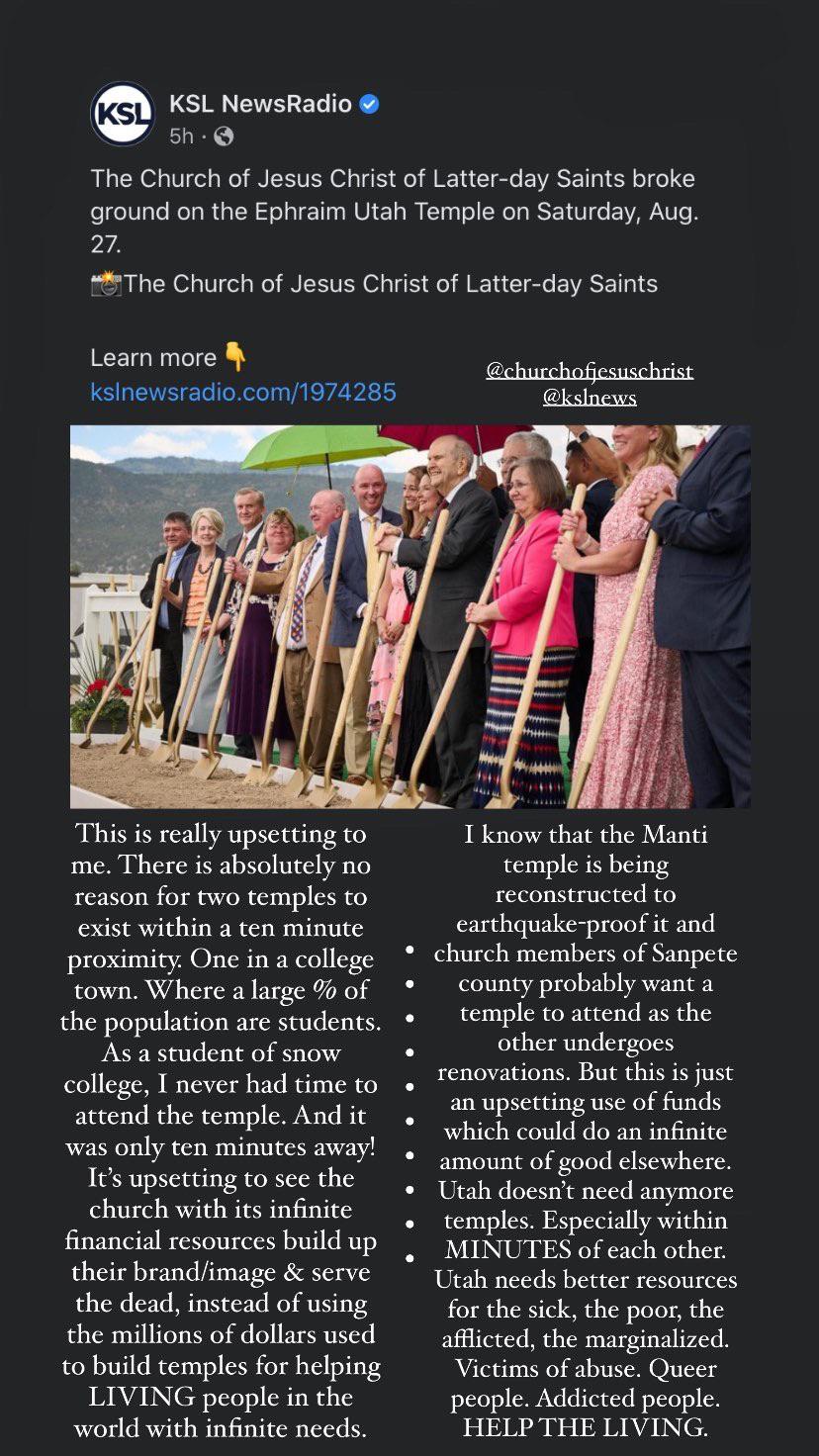Just some thoughts from a snow college student regarding the Ephraim, Utah temple. r/exmormon
