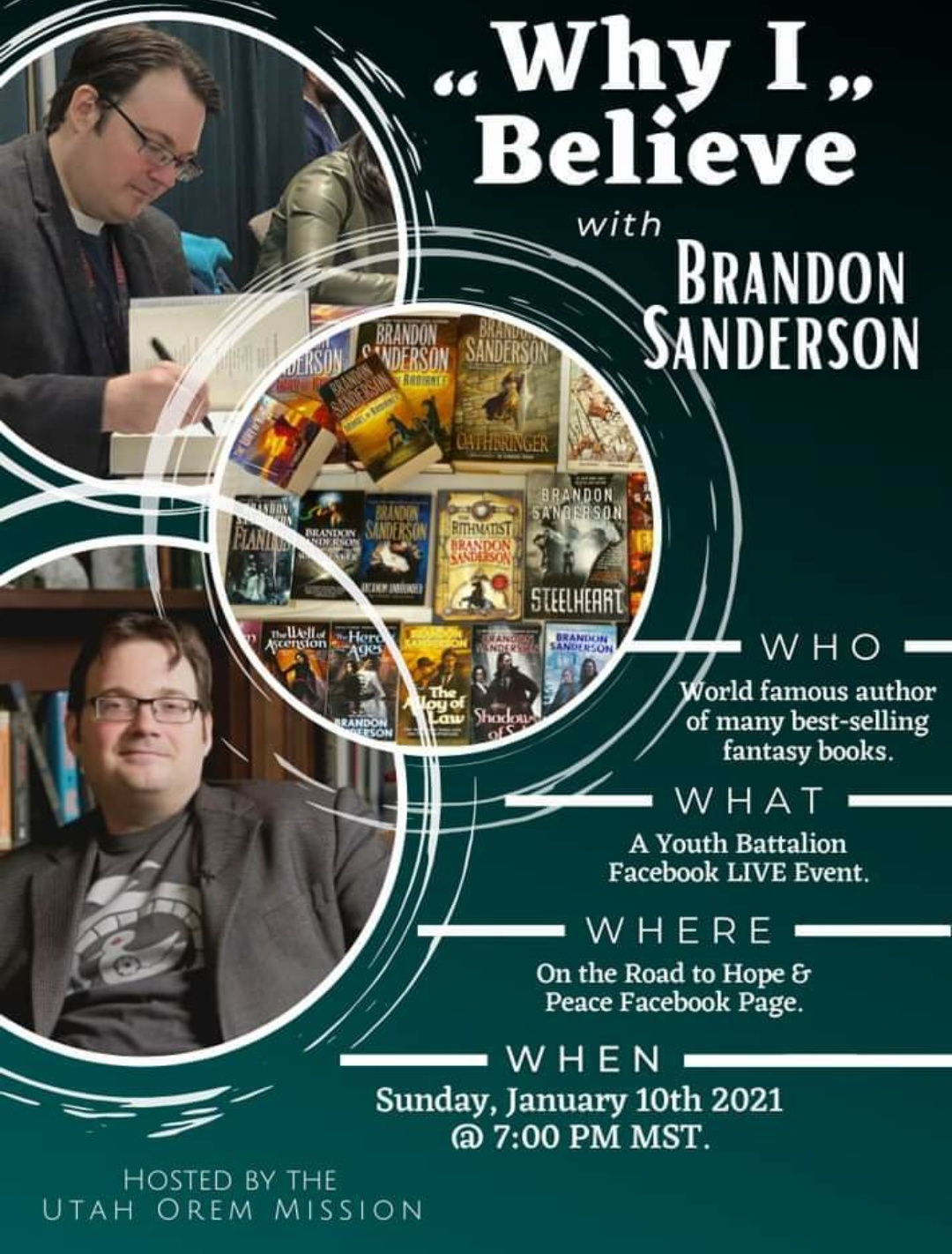 For anyone interested, January 10th, "Why I Believe ", with Brandon