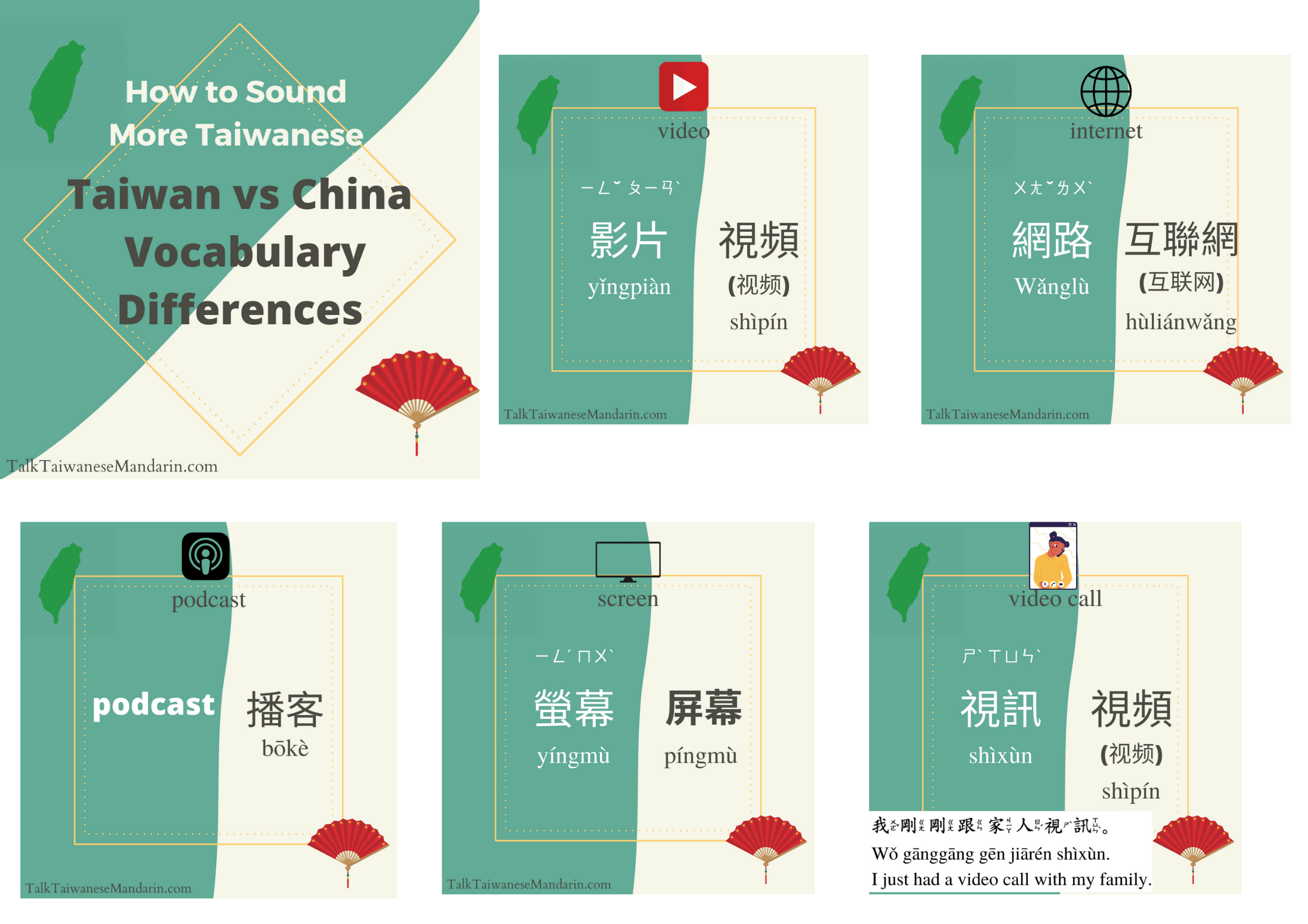 Taiwanese vs China Mandarin Vocabulary Difference Saying these words
