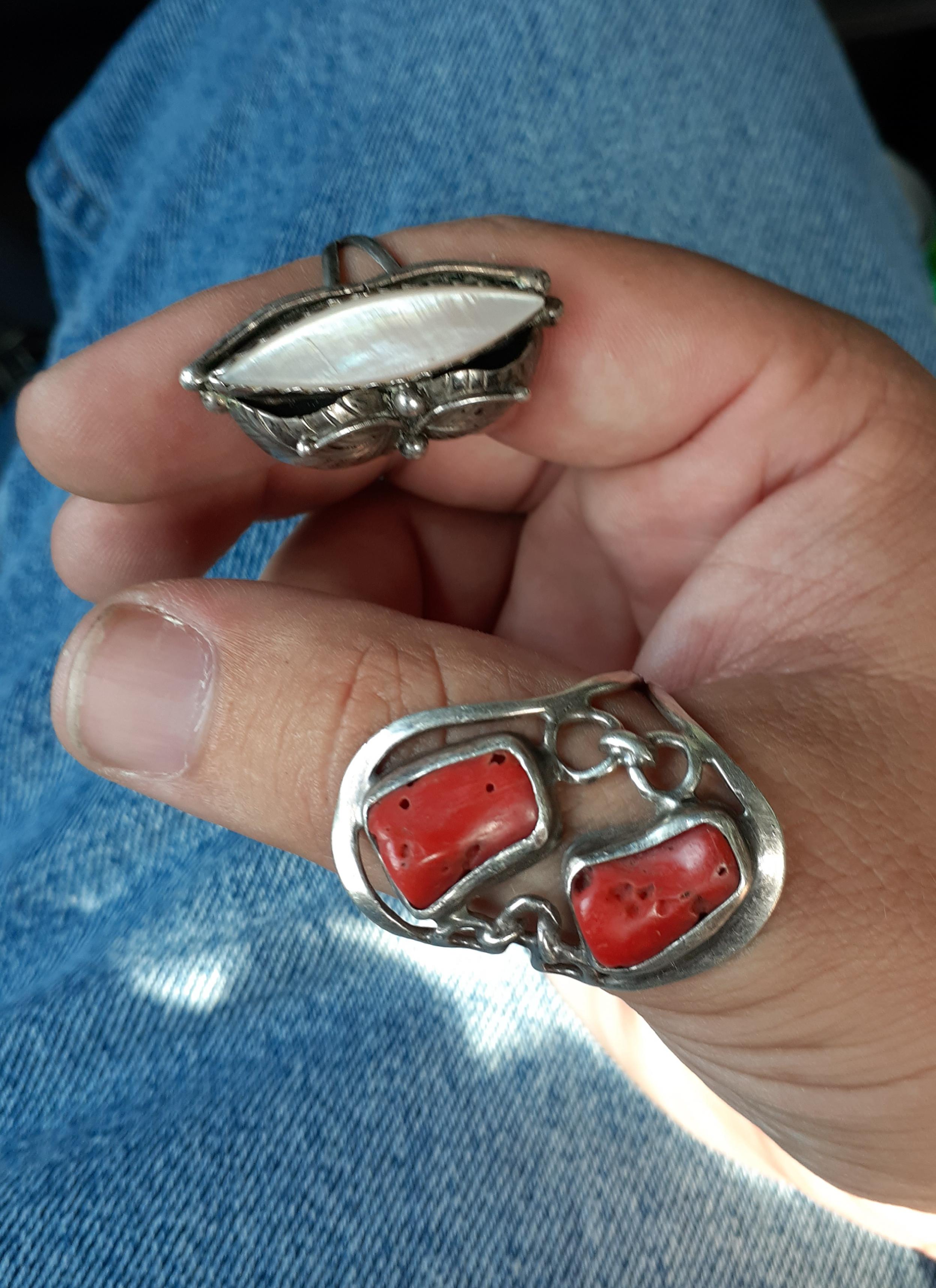 Got two great rings thrift shopping today. Both Navajo sterling silver