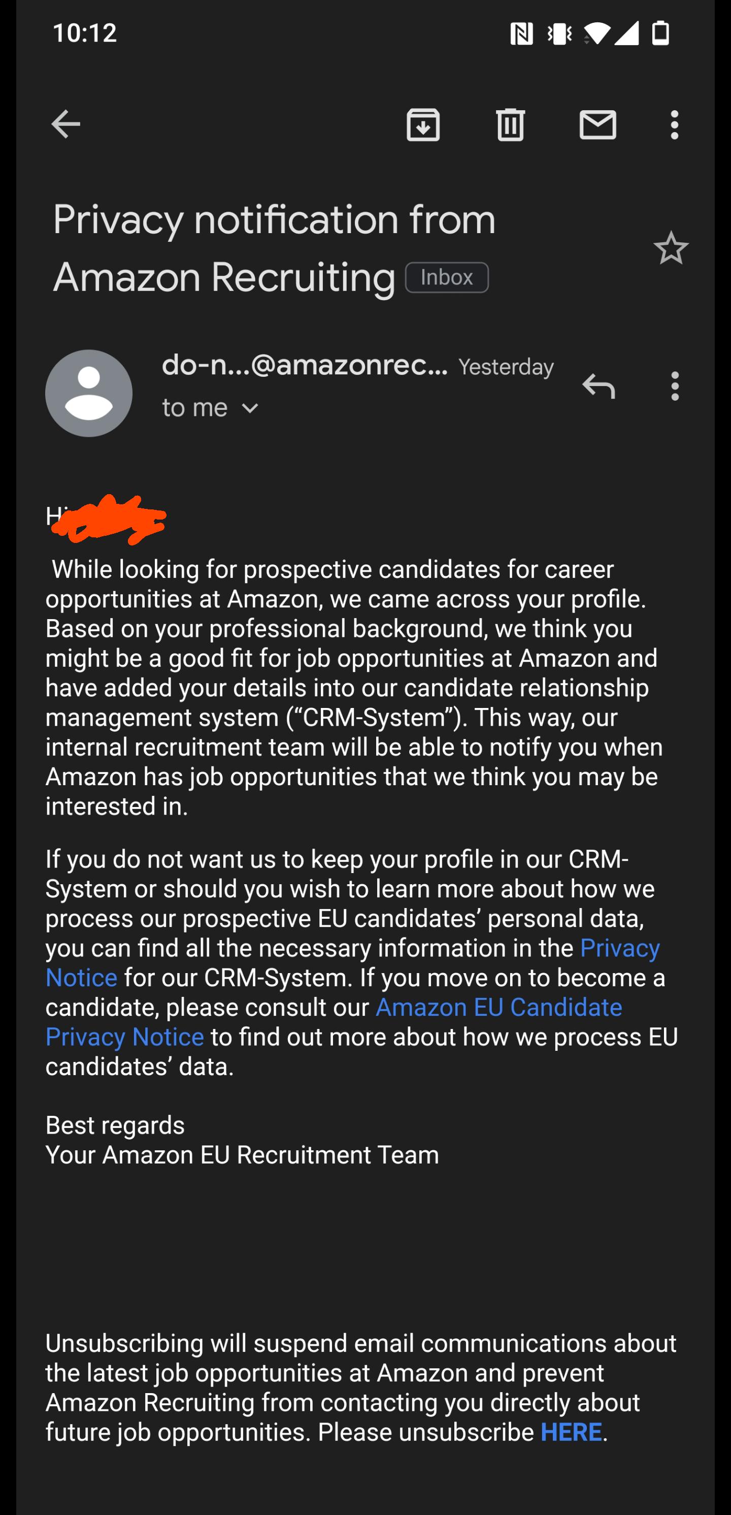 Amazon adding me to their system using my linkedIn profile. Is this
