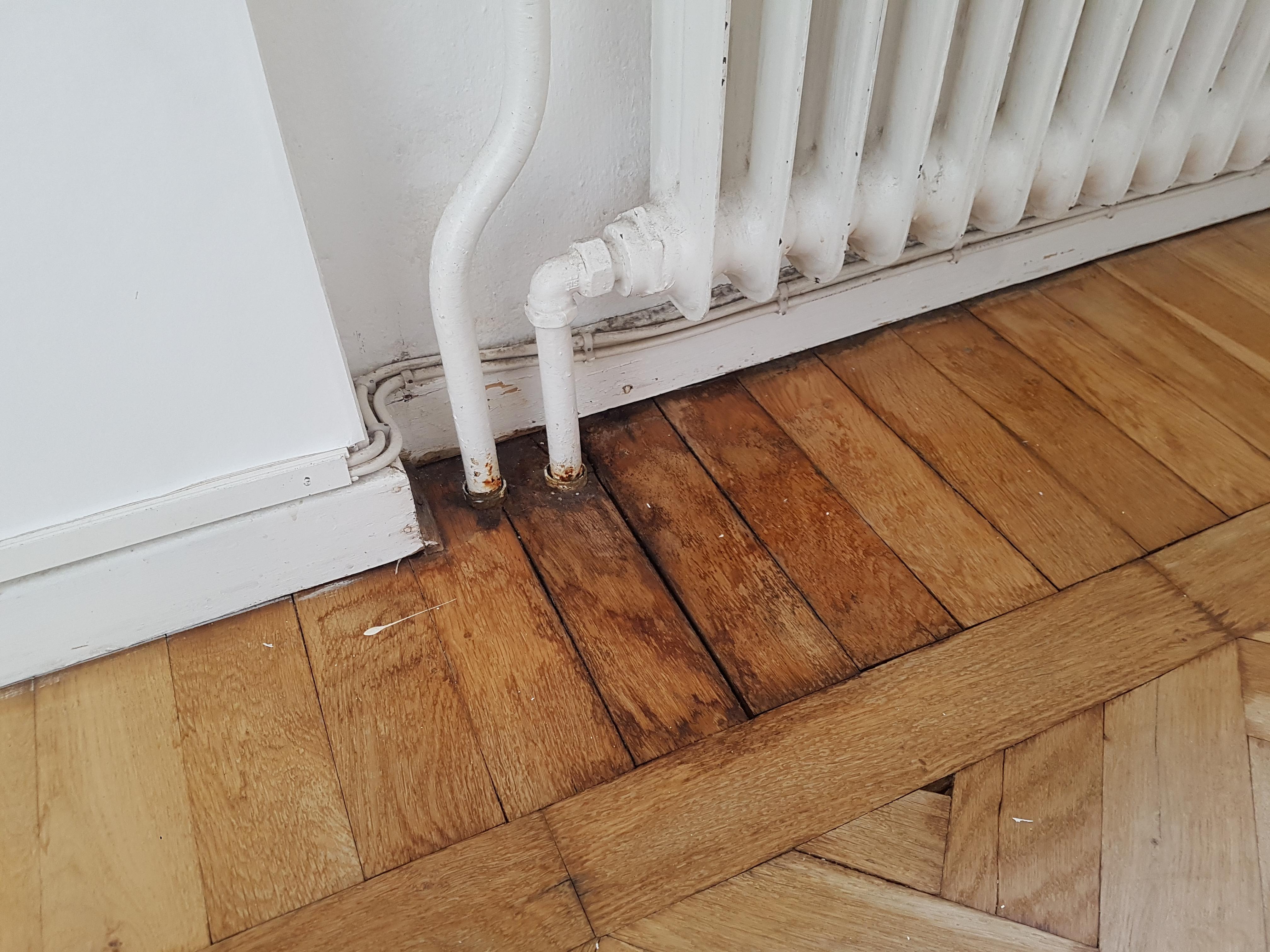 What is this dark spot under the radiator in my new apartment? Should I