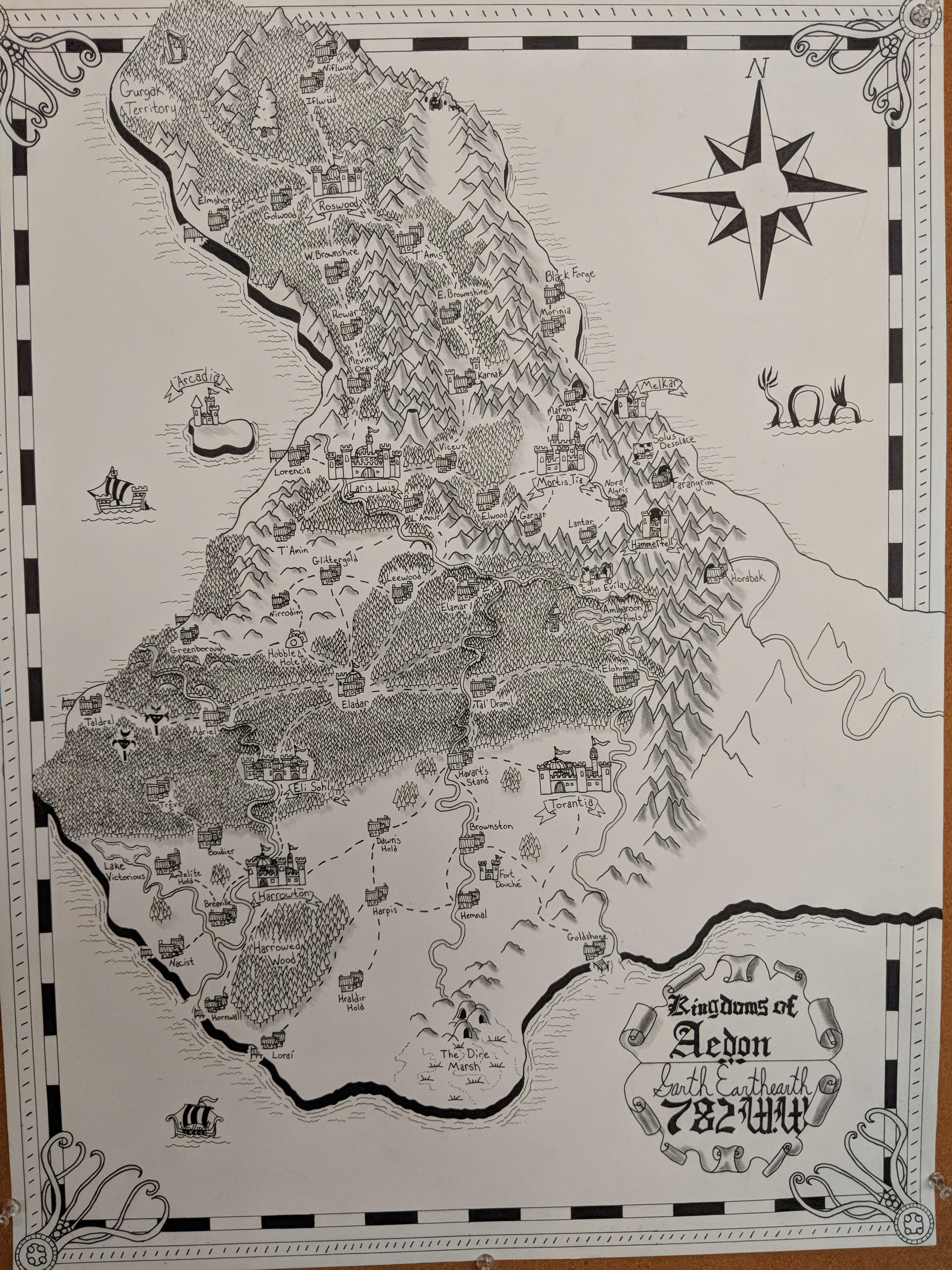2nd attempt to draw a map for the D&D world a friend is running us