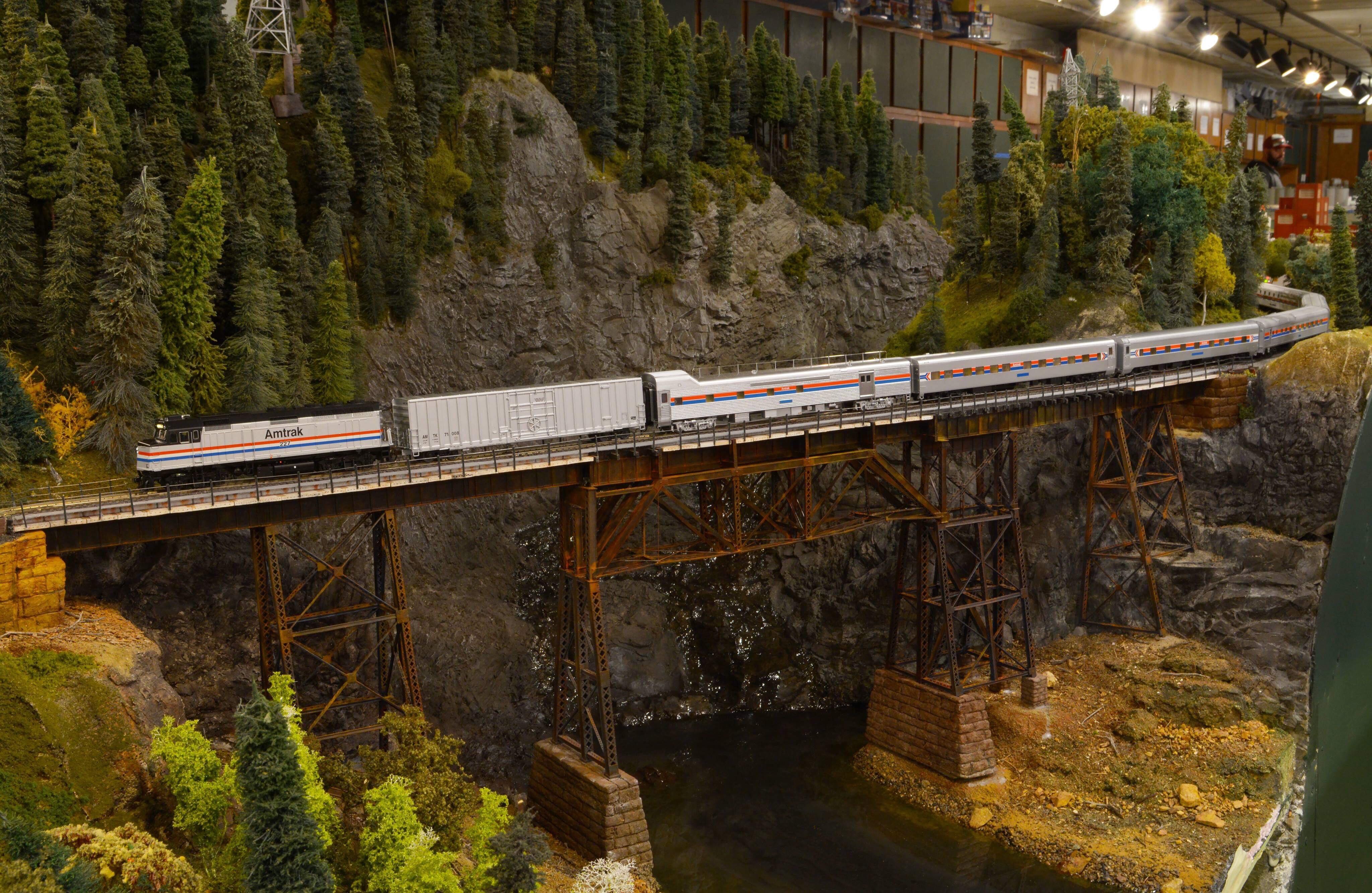 My Amtrak train crossing over a massive custom bridge. This was taken