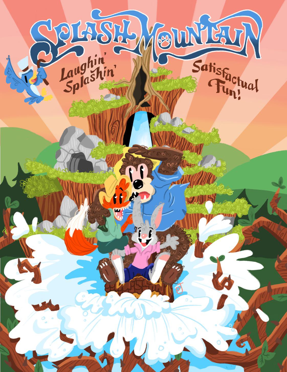 i drew the vintage Splash Mountain poster combining my style with the