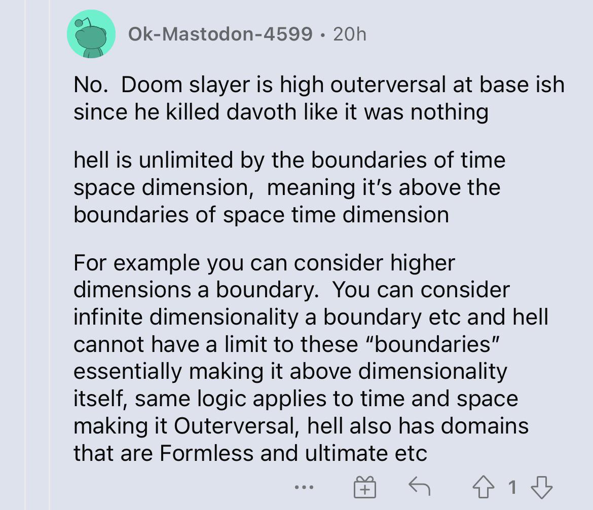 Guy scales Doom Slayer to outerversal r/PowerScaling