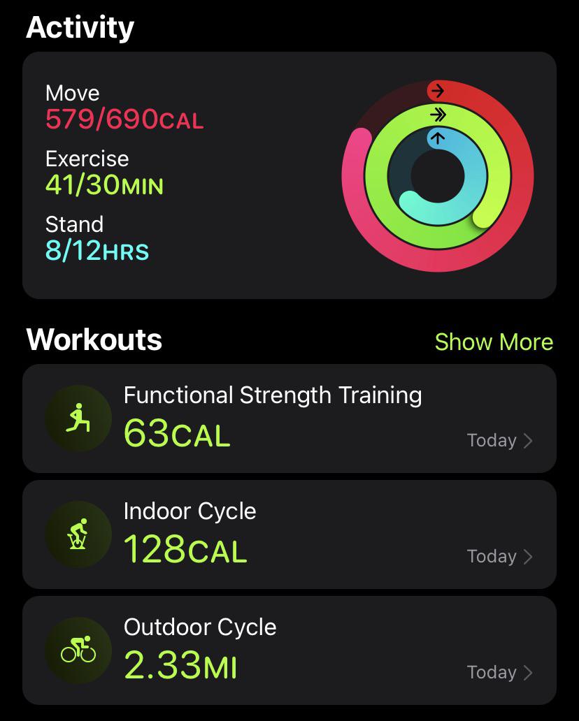 I closed my Exercise Ring for the first time since getting my Apple