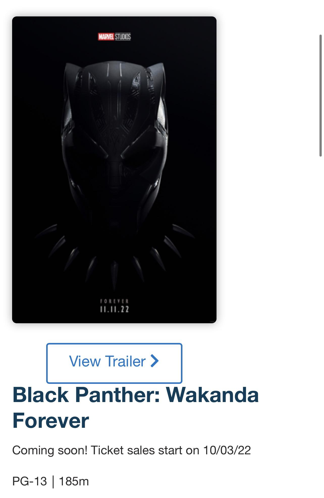 Showcase Cinemas has confirmed that ticket sales for Black Panther Wakanda Forever will begin