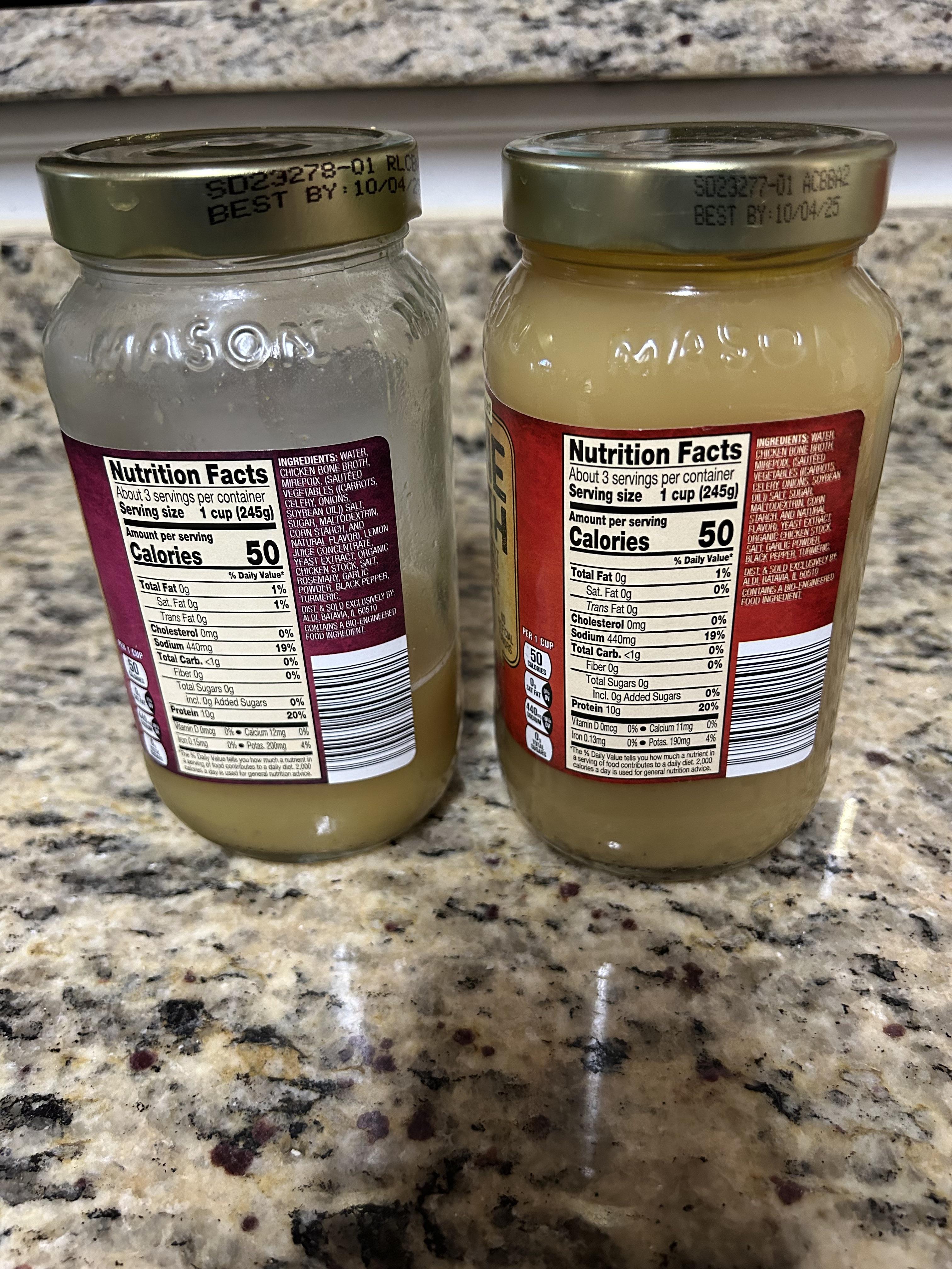 Bone broth nutrition label r/aldi