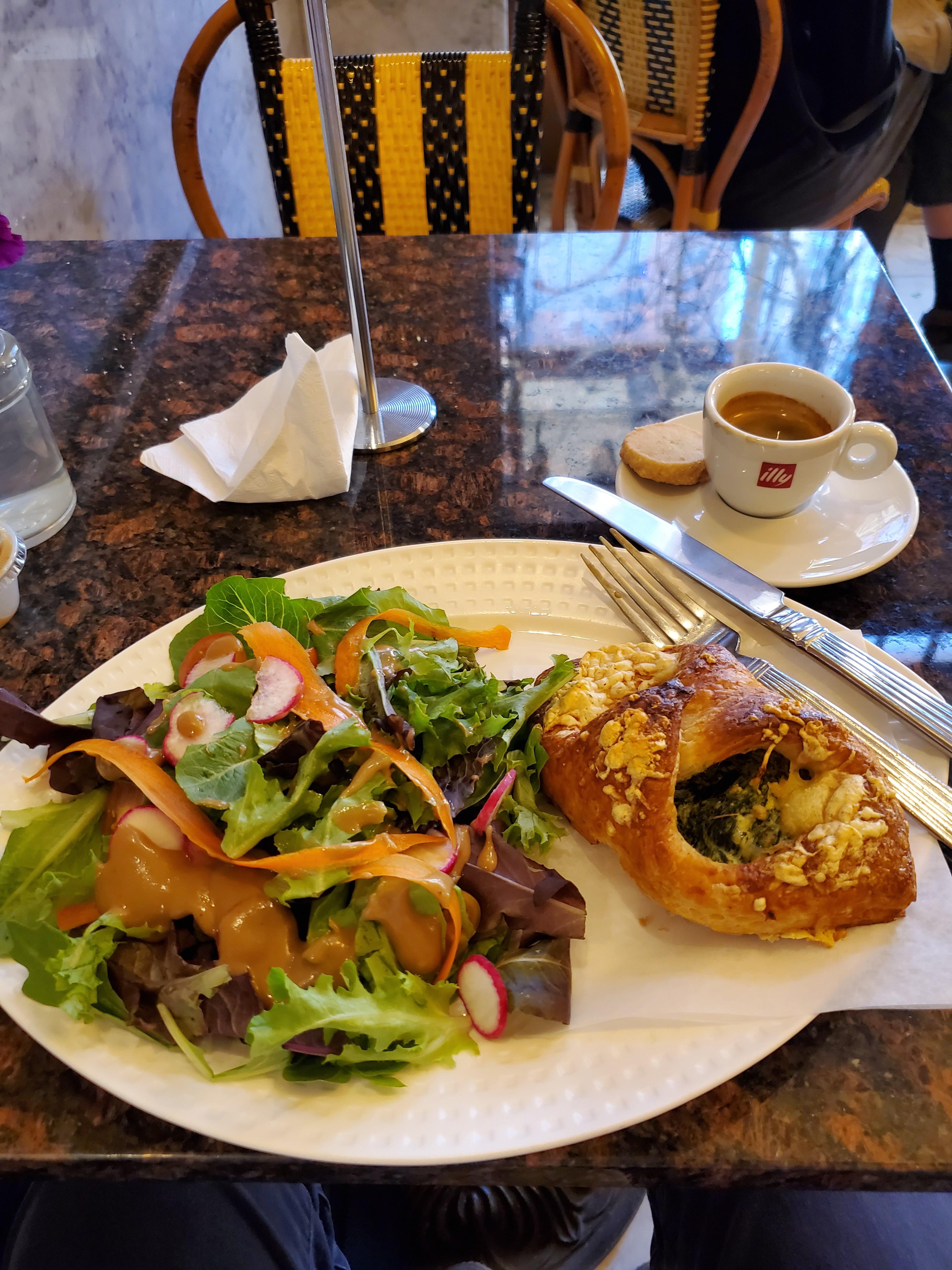 Jury Duty Lunch Adventure Day 3 Spinach and Ricotta Croissant, Salad