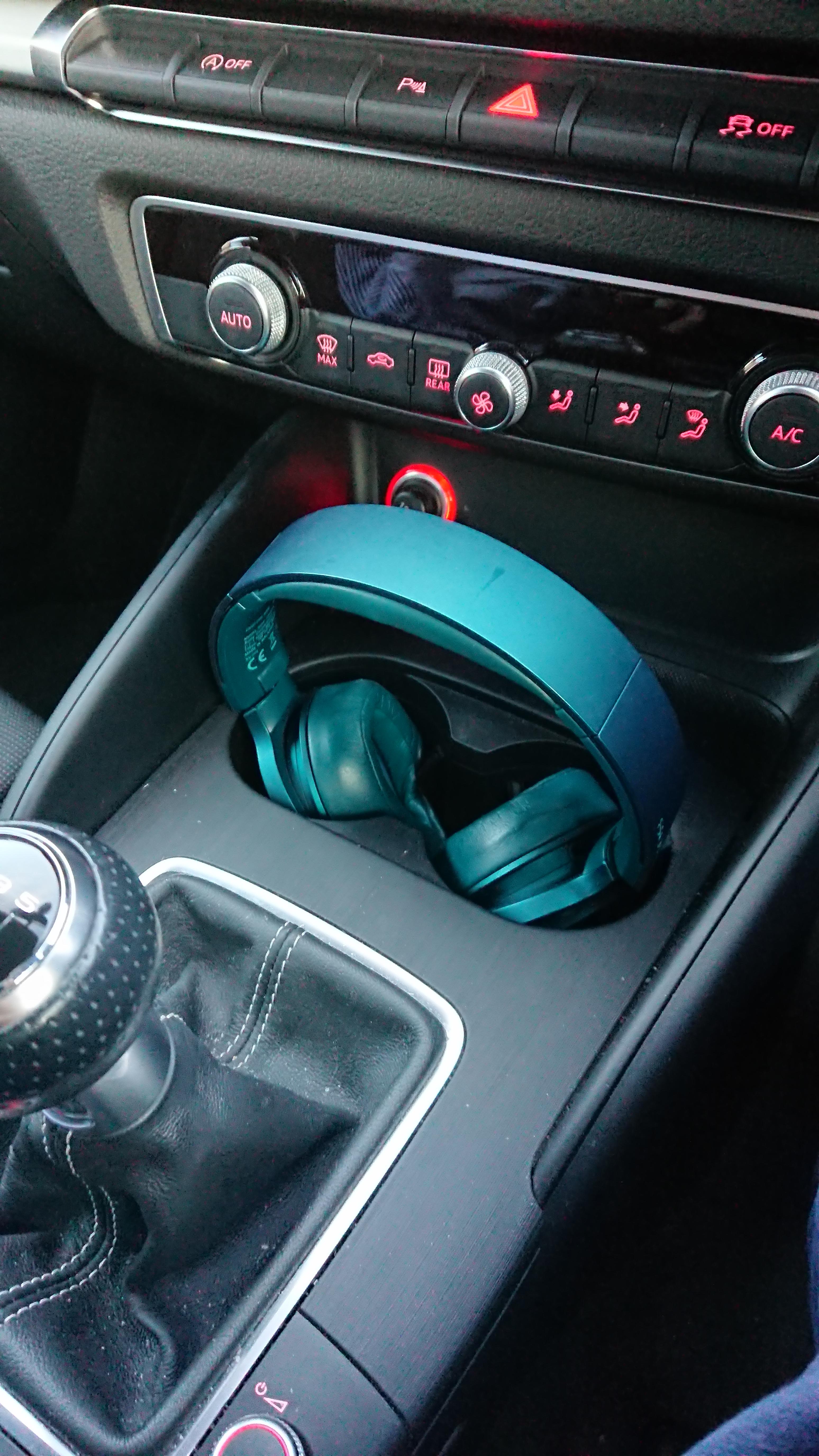 My headphones fit perfectly in my cars cup holders, almost like it was