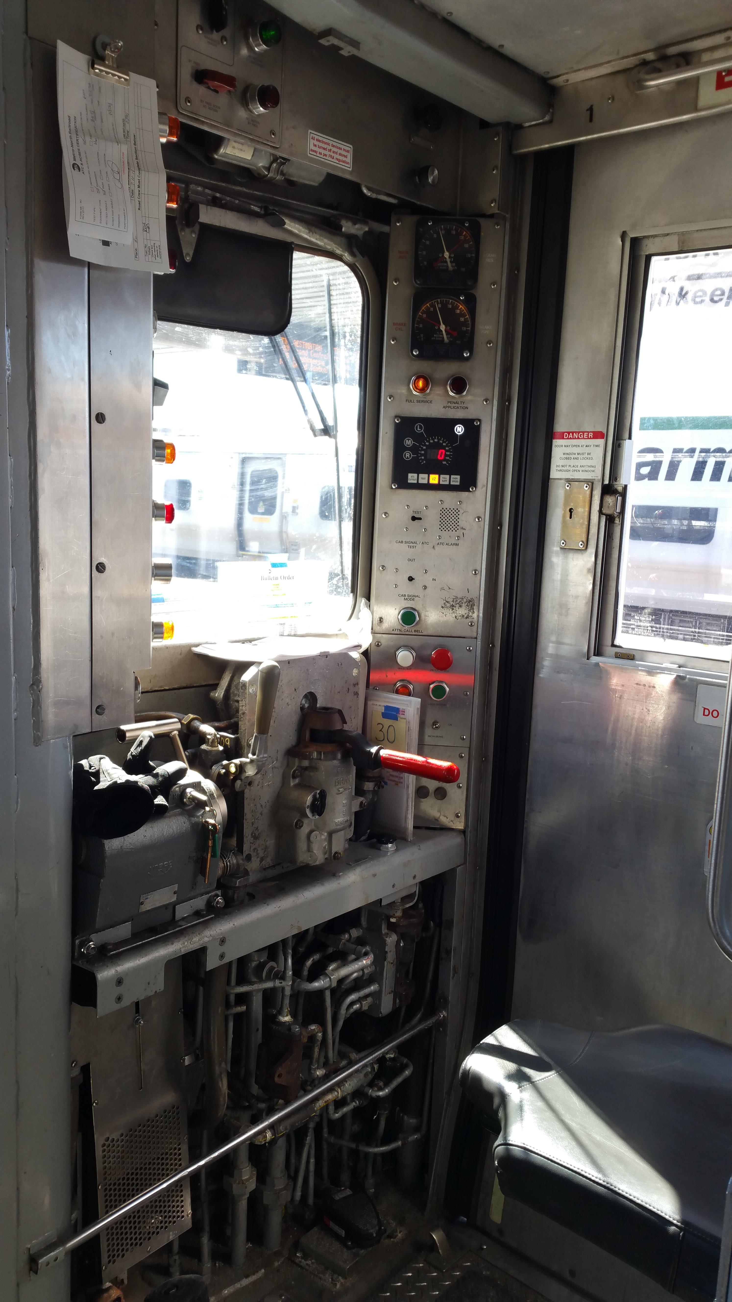 The the cab of MetroNorth Shoreliner I cab car 6109 at CrotonHarmon