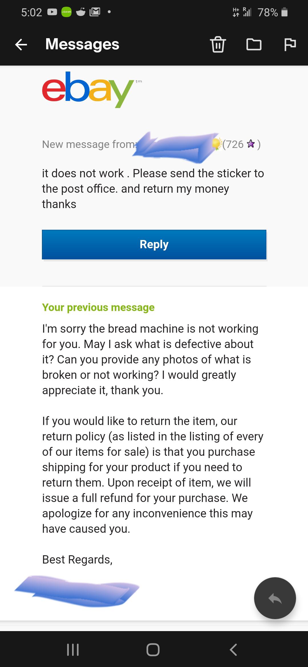 I set my return policy as buyer pays return shipping. I said I'd refund