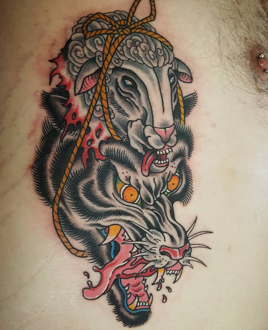 Wolf in sheep's clothing by Matty at gastown tattoo parlour, Vancouver