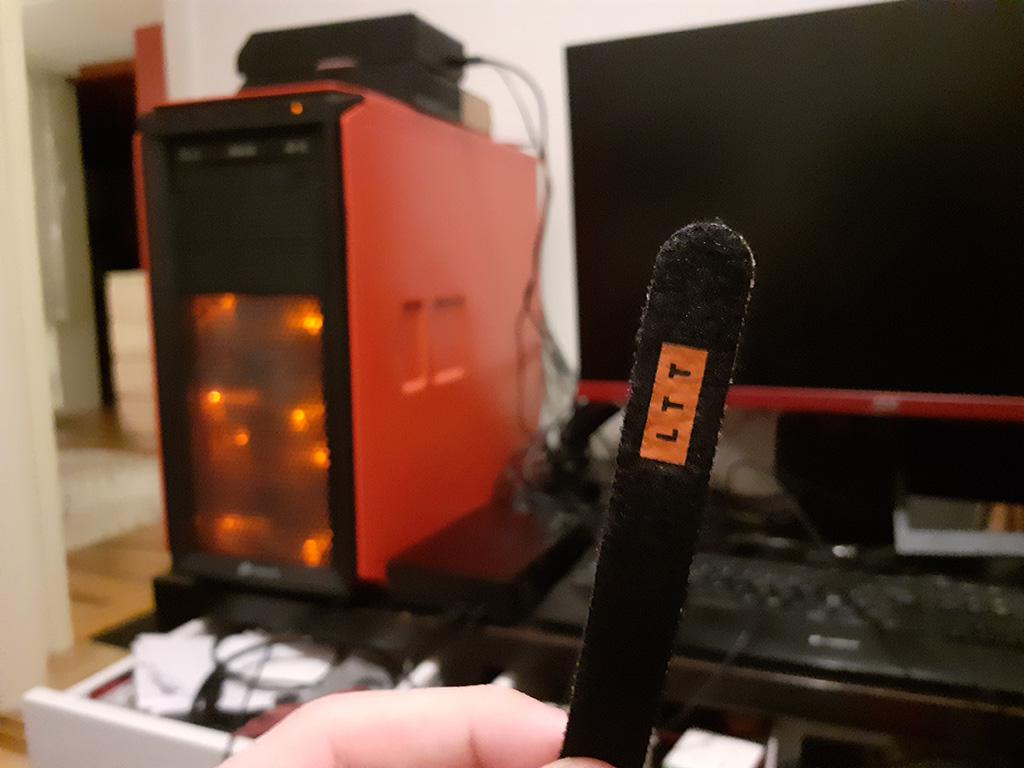 The only setup the Orange LTT Cable ties are at home. Thanks Linus r/LinusTechTips