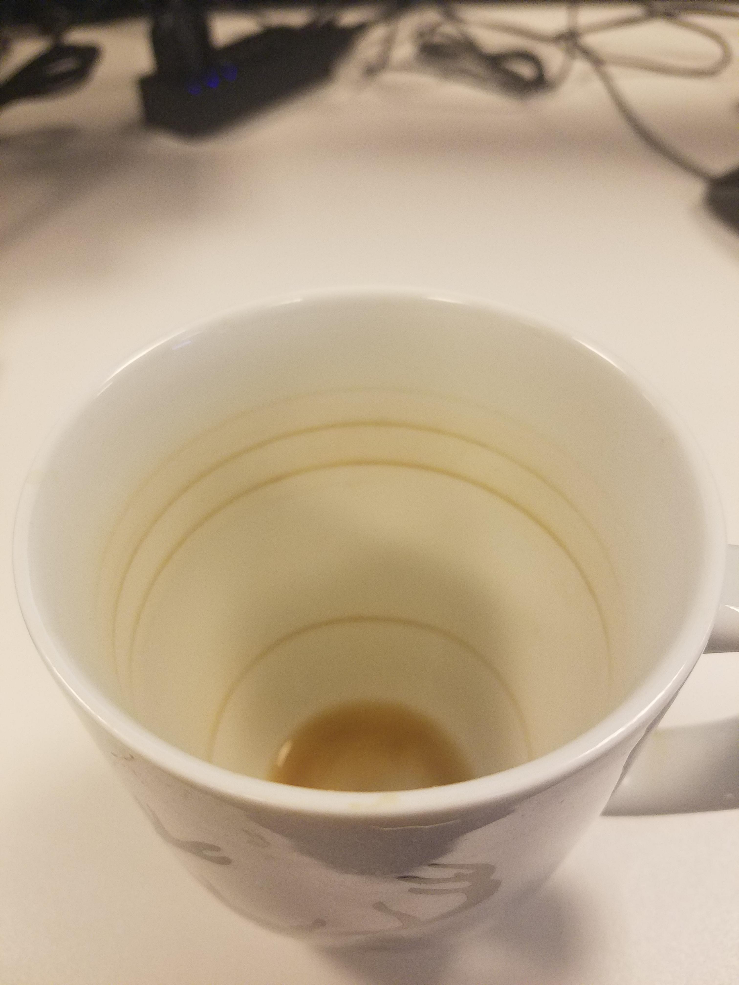 You can see the rate at which I drank my coffee by the rings in the cup
