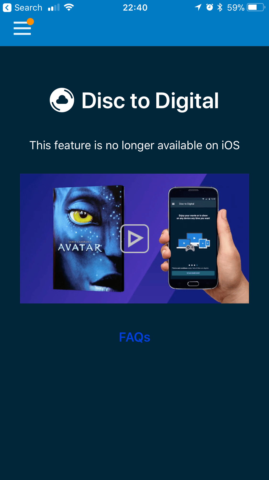 Vudu removes Disc to Digital feature from iOS app. r/appletv
