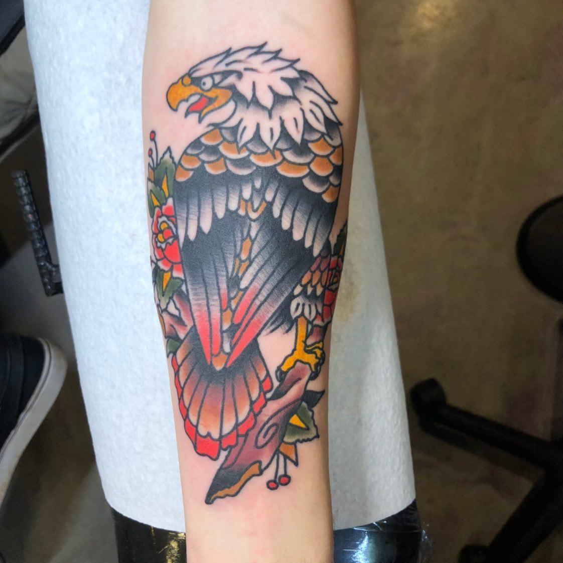 Eagle done by David Forest at Michigan Ave Tattoo and Piercing in