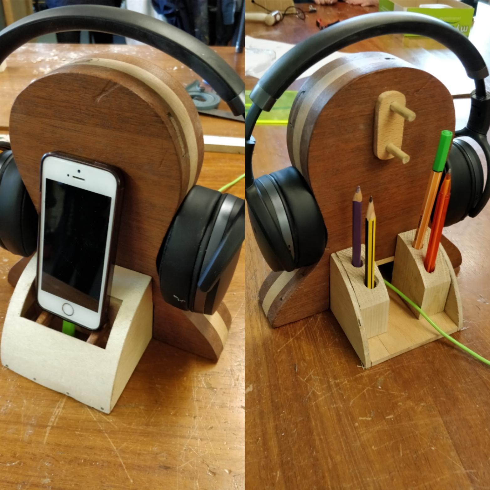 Headphone stand and phone dock that i made for my Design Technology