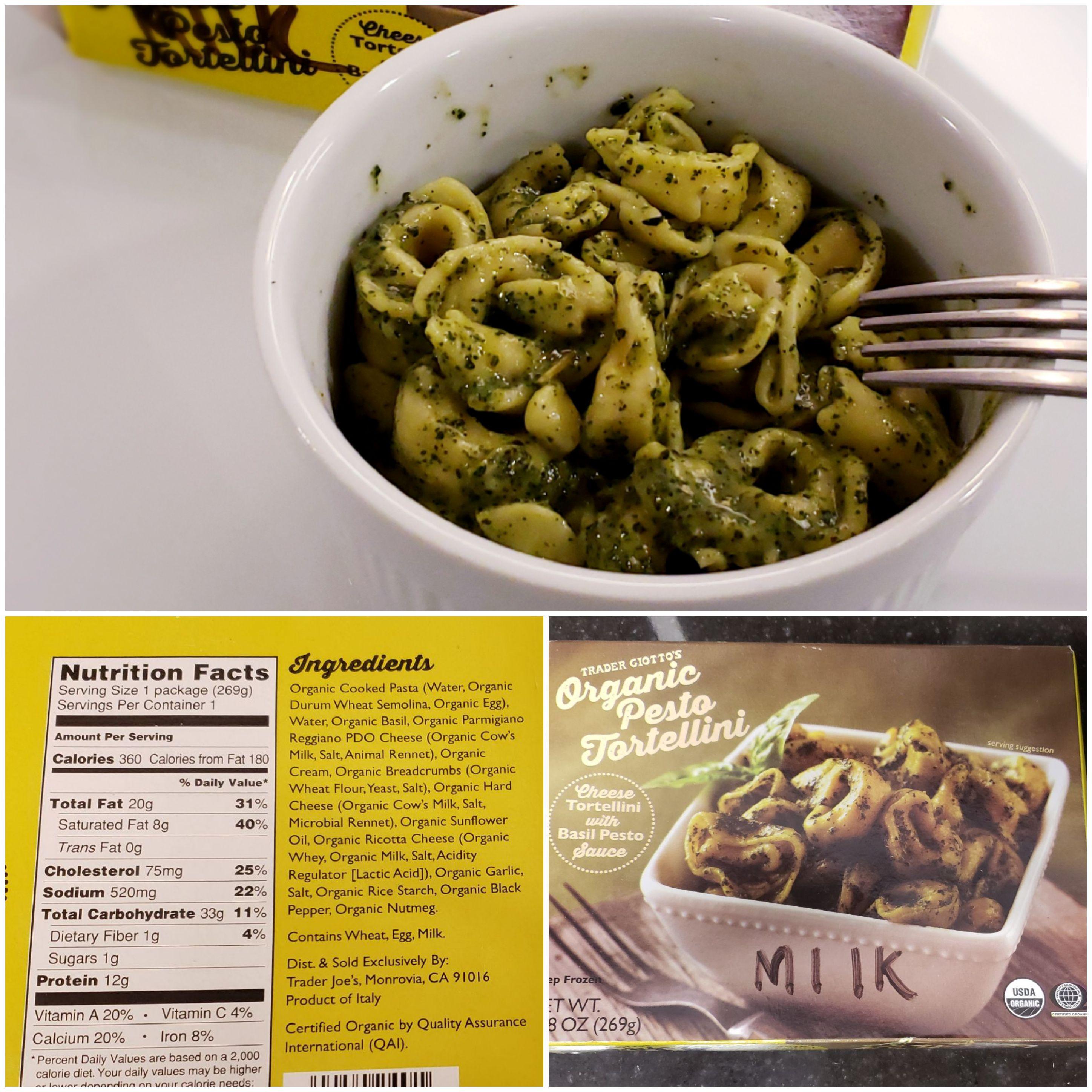 Another satisfying Trader Joe lunch 360 calories of Pesto Tortellini