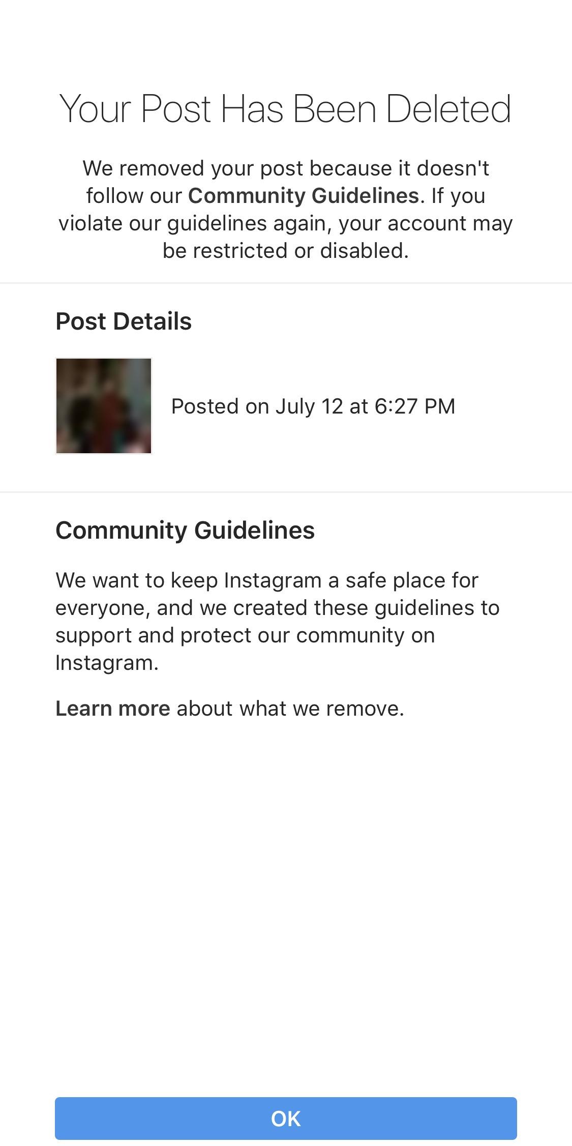 Instagram removed two of my posts from years ago and im wondering if