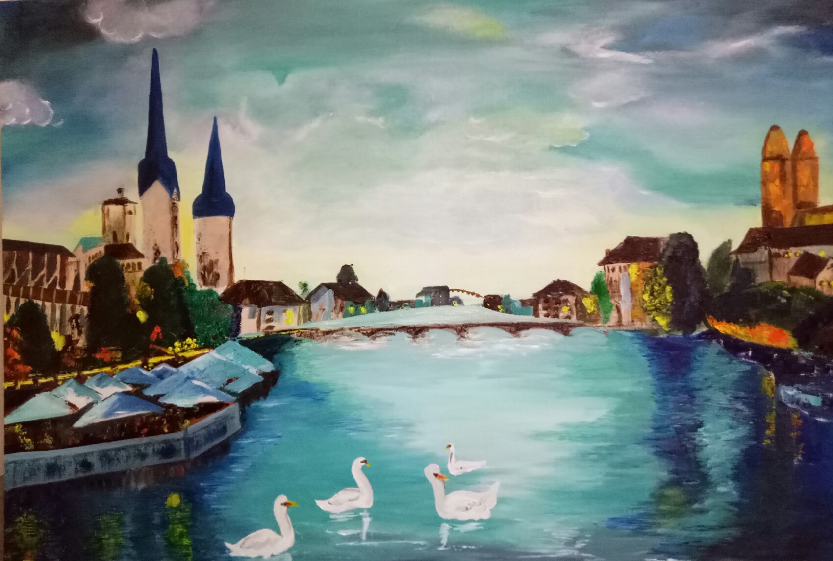 Zurich ) Oil painting on 36x24 inch canvas r/oilpainting