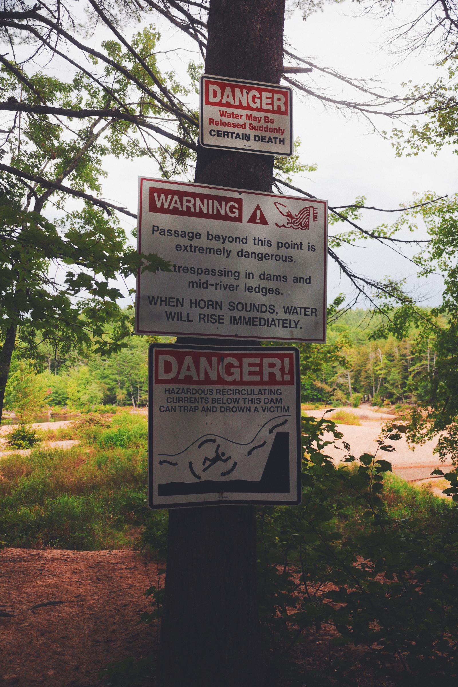 Found on a trail below the Hiram Falls Dam in Maine r/ScarySigns