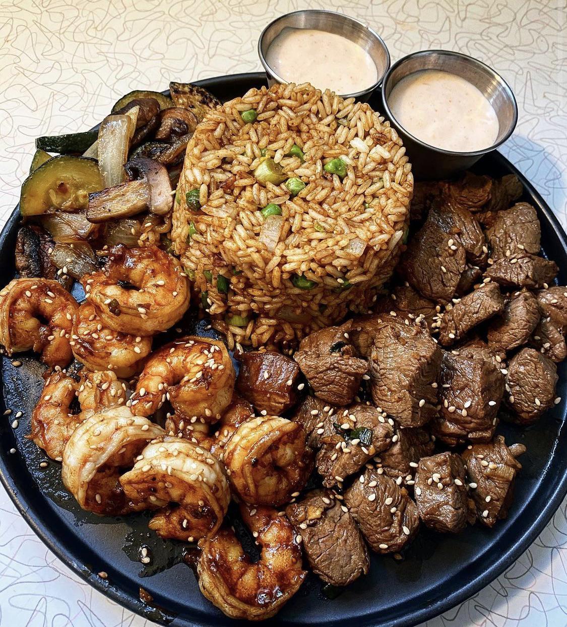 [Homemade] Steak and Shrimp Hibachi r/food