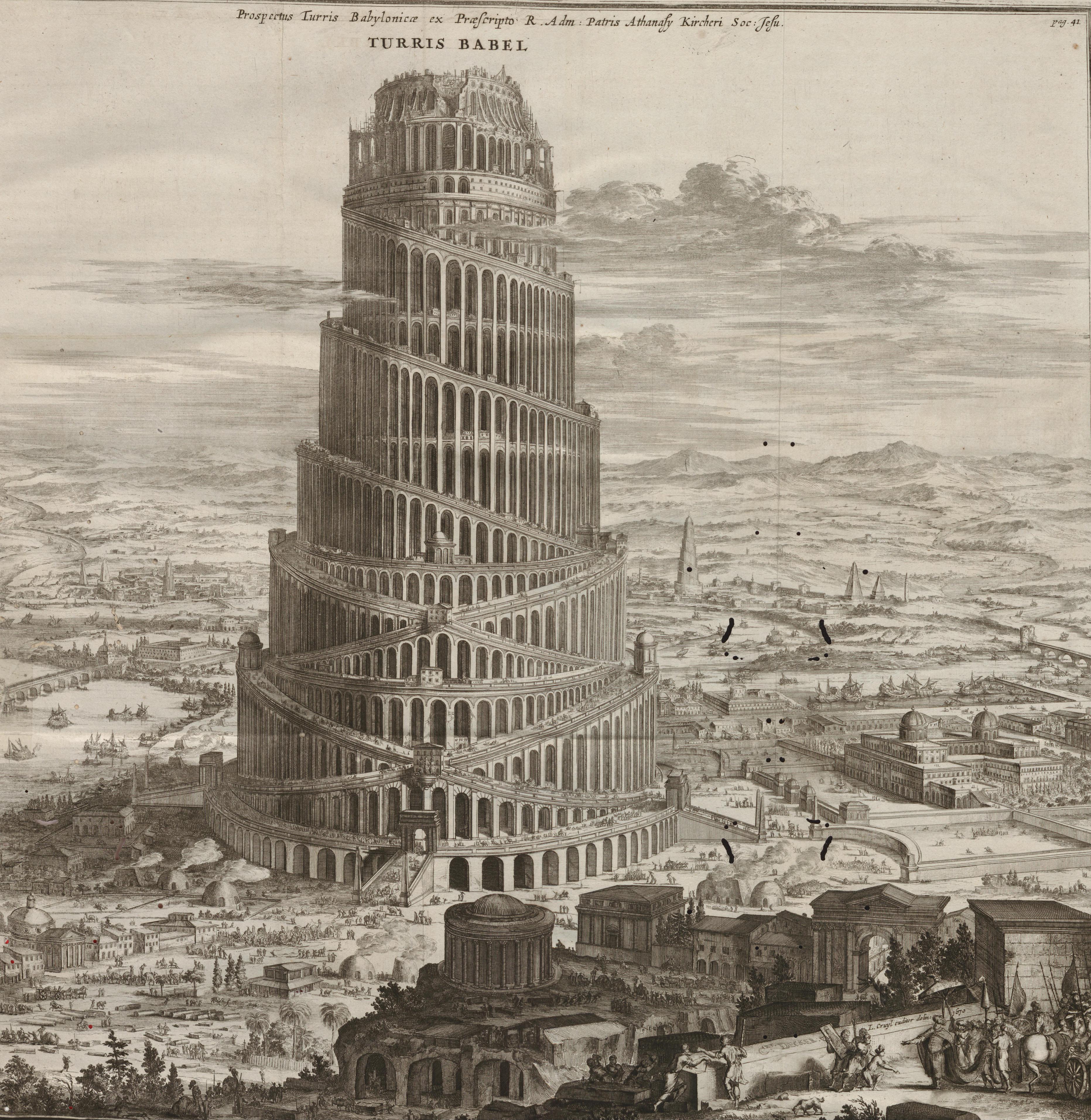 Turris Babel (the Tower of Babel) by Coenraet Decker 1679 r