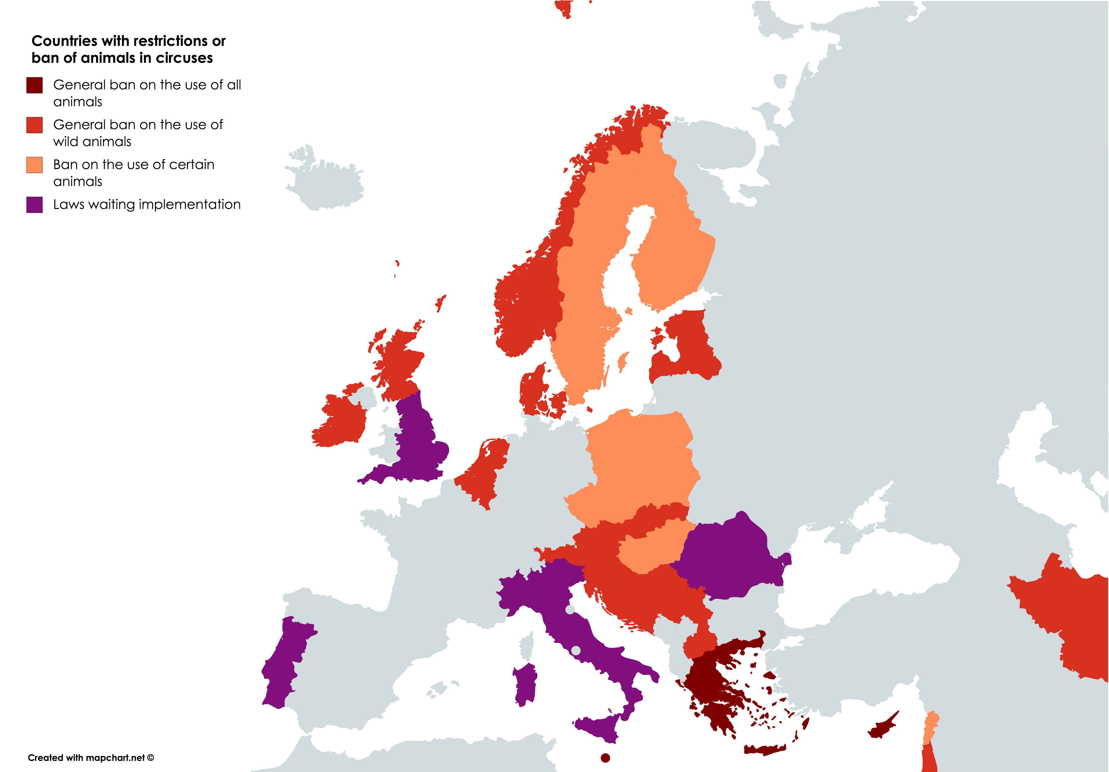 Countries with restrictions or bans of animals in circuses r/europe